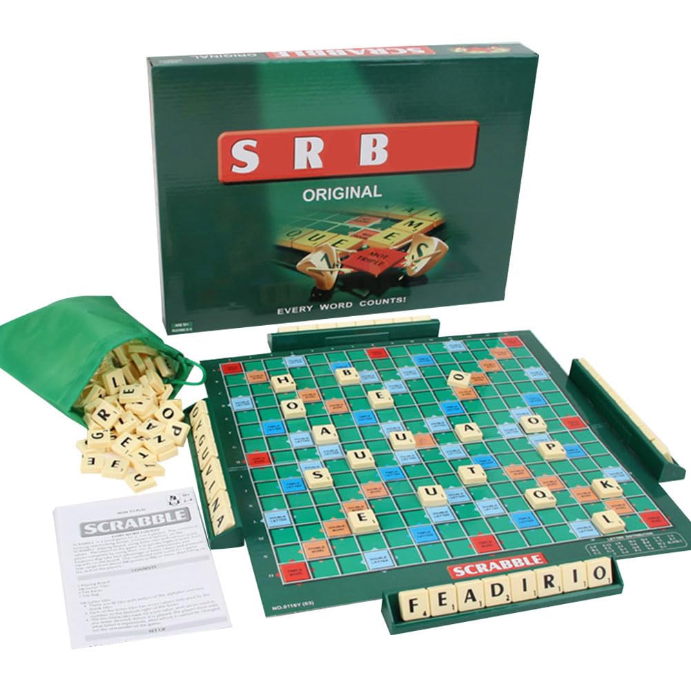 Matching Letter Game Scra-ble Board Game Spelling Letters Scra-ble Spelling Letters Games Scra-ble Travel Game Scra-ble Letters DIY Letter Tiles Word Games for Children's Educational Toy-2-4 Players