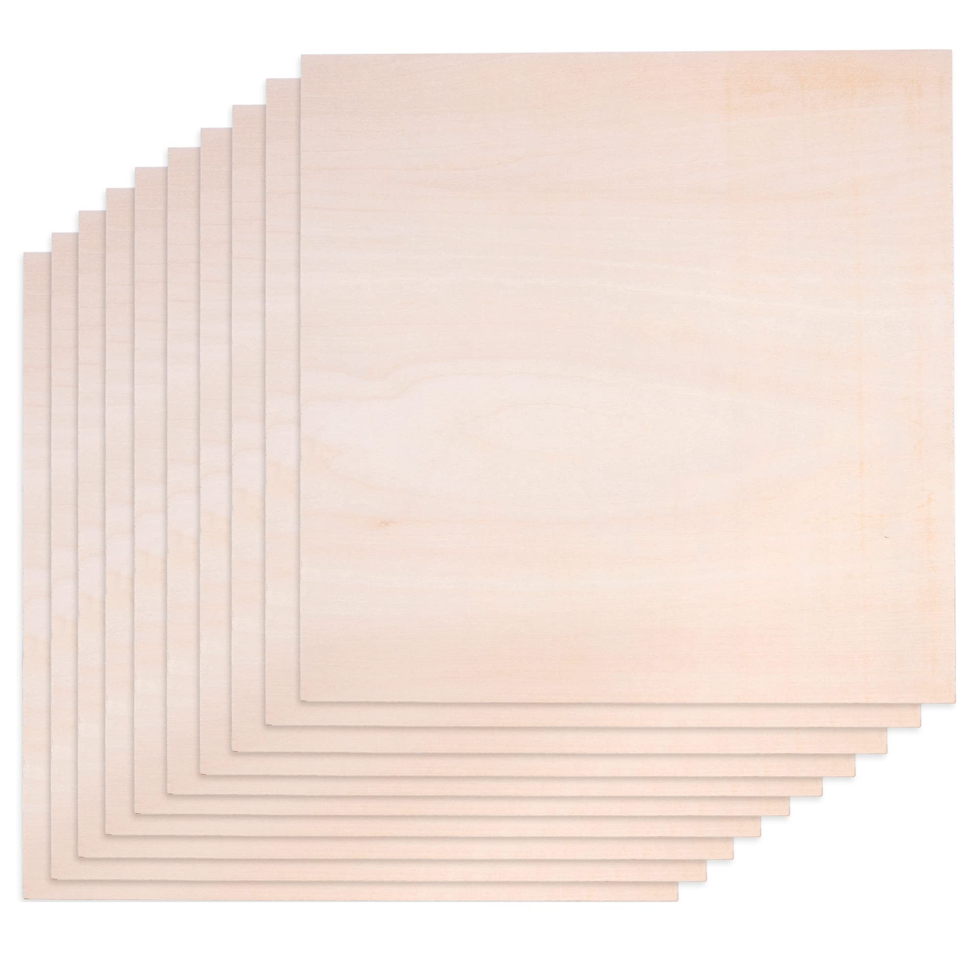 Basswood Sheets for Crafts 1/8 inch, 3mm Plywood Sheets for Laser Cutting, Wood Burning, Architectural Models, Drawing - 10 Pack Bass Wood 12 x 12 inch (SS Custom Products)