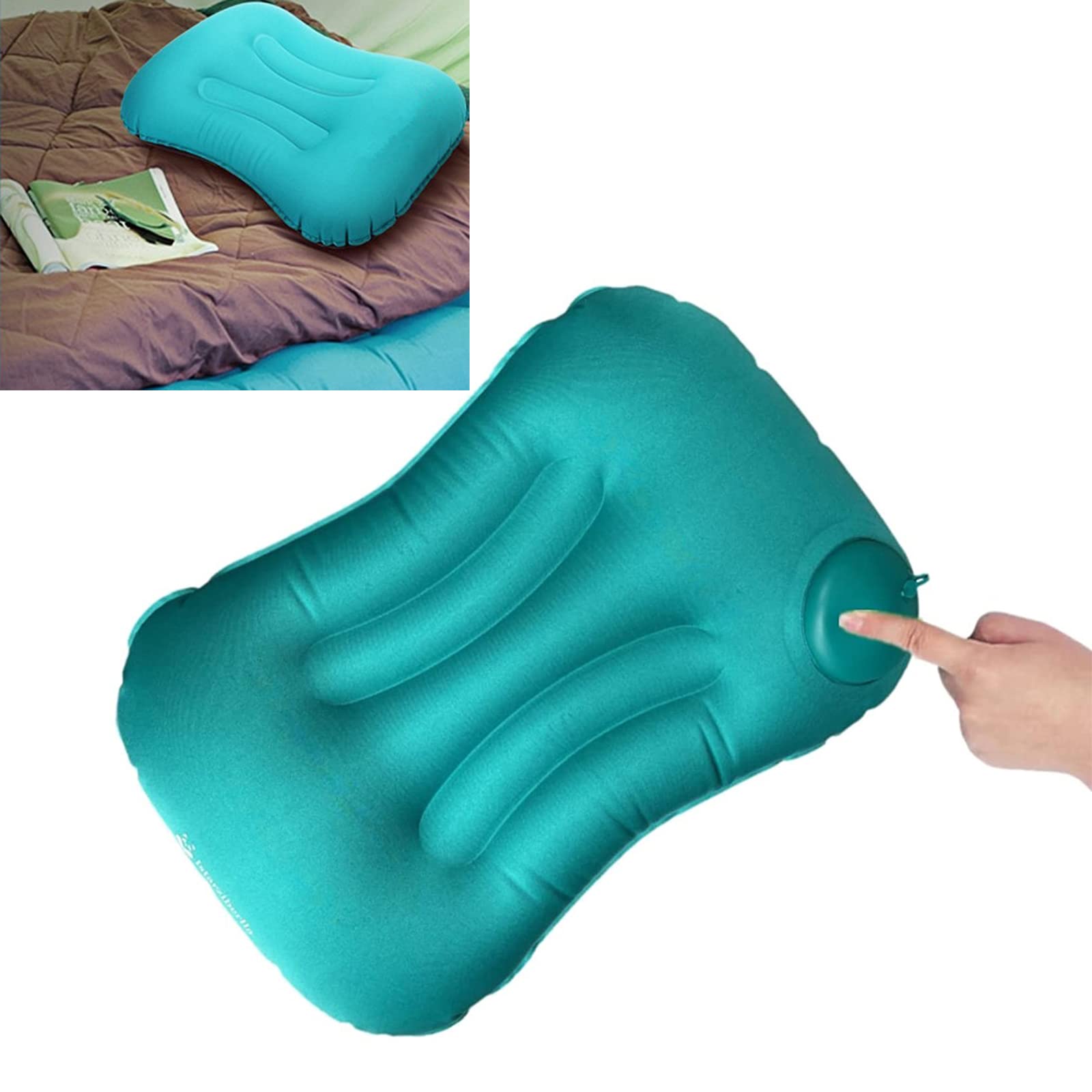 Kaket Inflatable Camping Pillow, Ultralight Inflating Pillow, Camping &Beach Travel Pillow, Ultra-light Camping Pillow for Adults & Kids (Green)