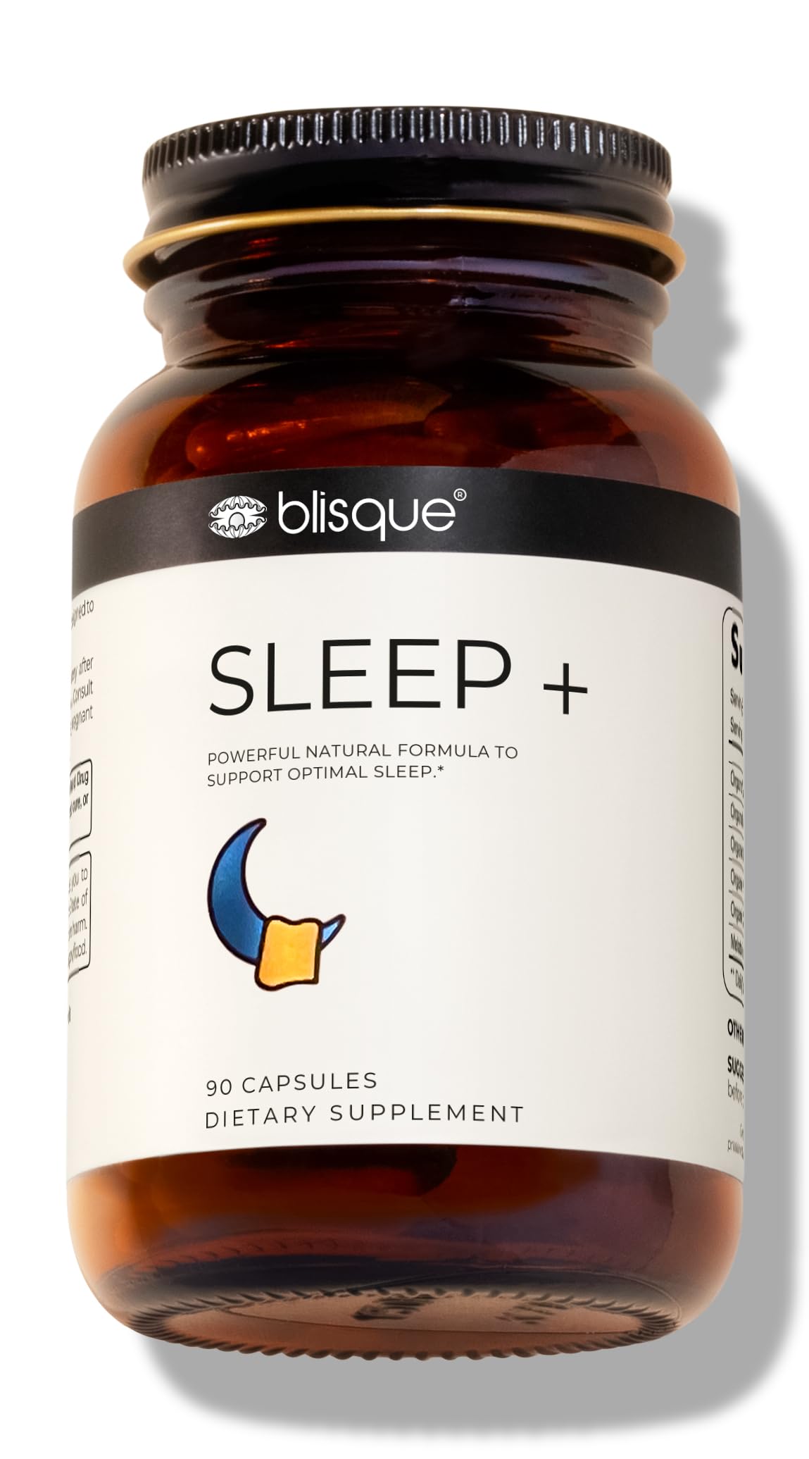 Blisque – Natural Sleep Aid Supplement for Sleep Support | Doctor-Approved | with Melatonin, Valerian Root, and Passion Flower | 90 Capsules | Vegan