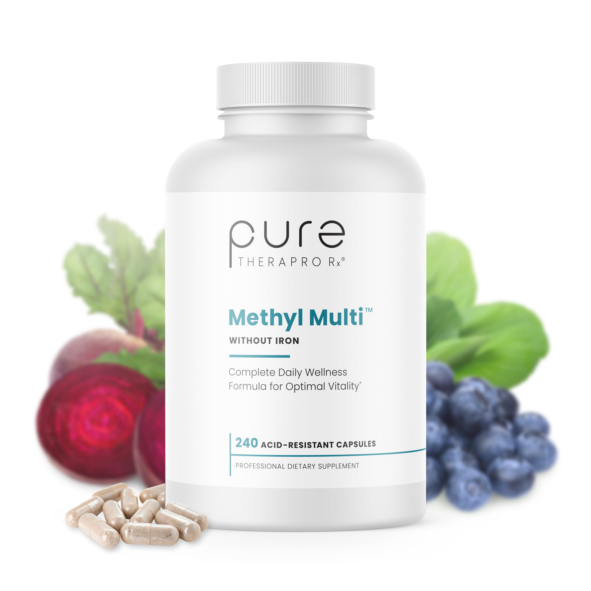 Methyl Multi Without Iron Methylated Multivitamin for Men & Women, 120-Day Supply | Methyl B12 & Methylfolate (5-MTHF) for MTHFR Support | Pharma Grade Multivitamin & Multimineral For Health, 240 Caps