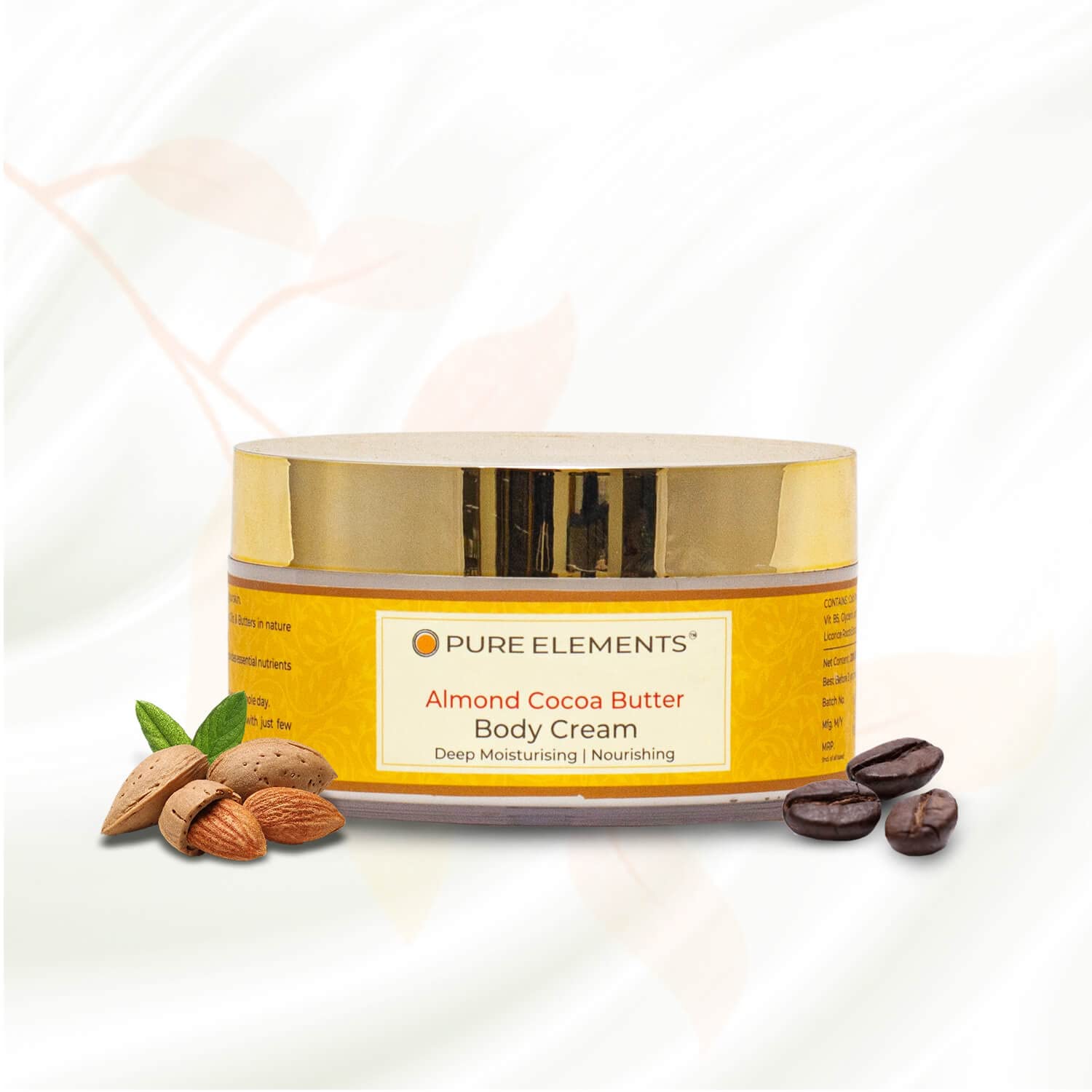 PURE ELEMENTS Almond Cocoa Butter Body Cream Enriched With Almond Oil And Shea Butter No Mineral Oil Made With Natural Ingredients