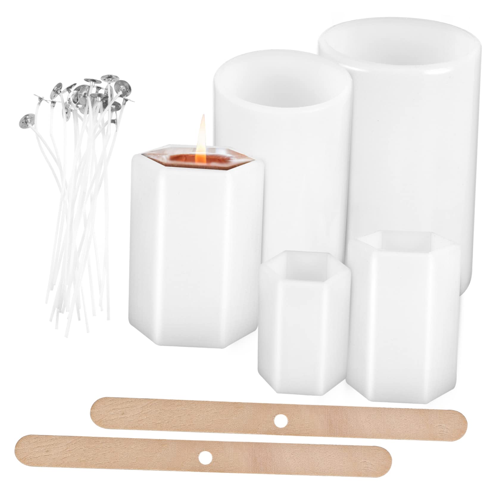 HAPINARY 1 Set Candle Mold Pillar Candle Wick Silica Gel