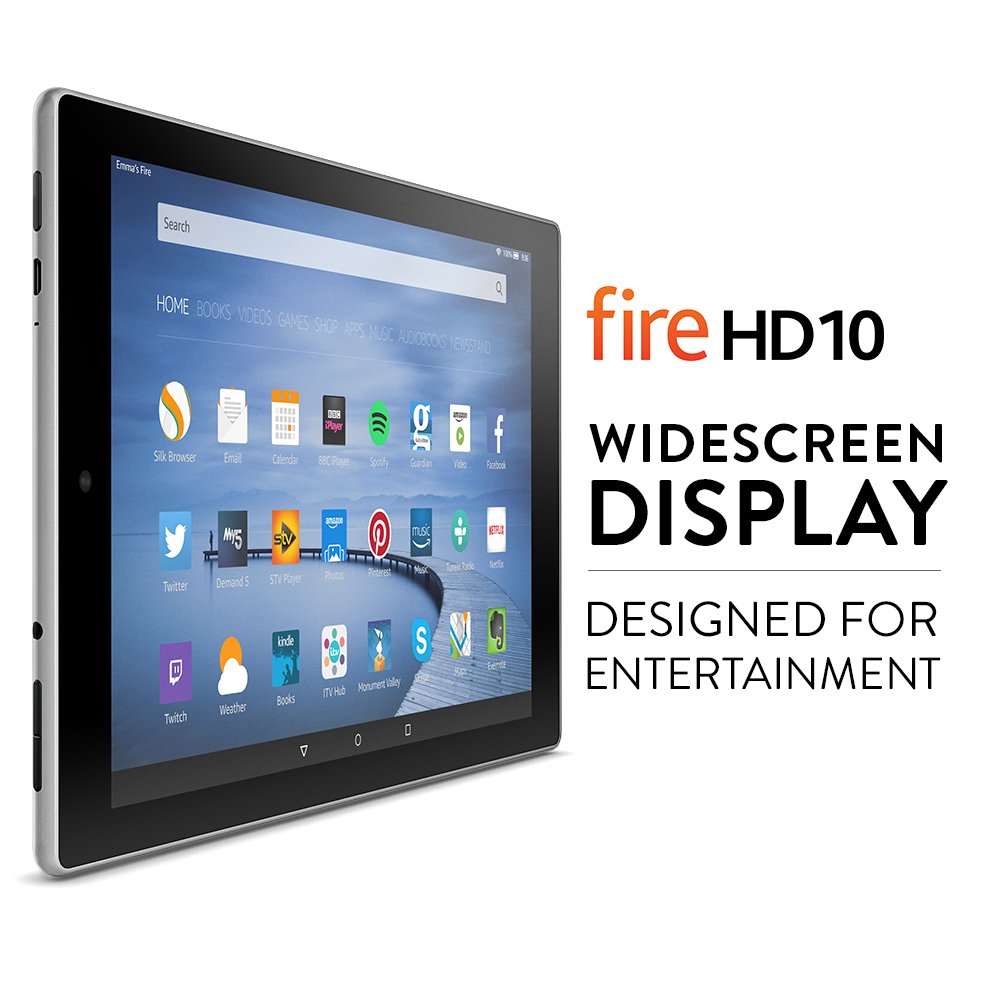 Fire HD 10 Tablet, 10.1'' HD Display, Wi-Fi, 64 GB (Silver Aluminium) - Includes Special Offers (Previous Generation)