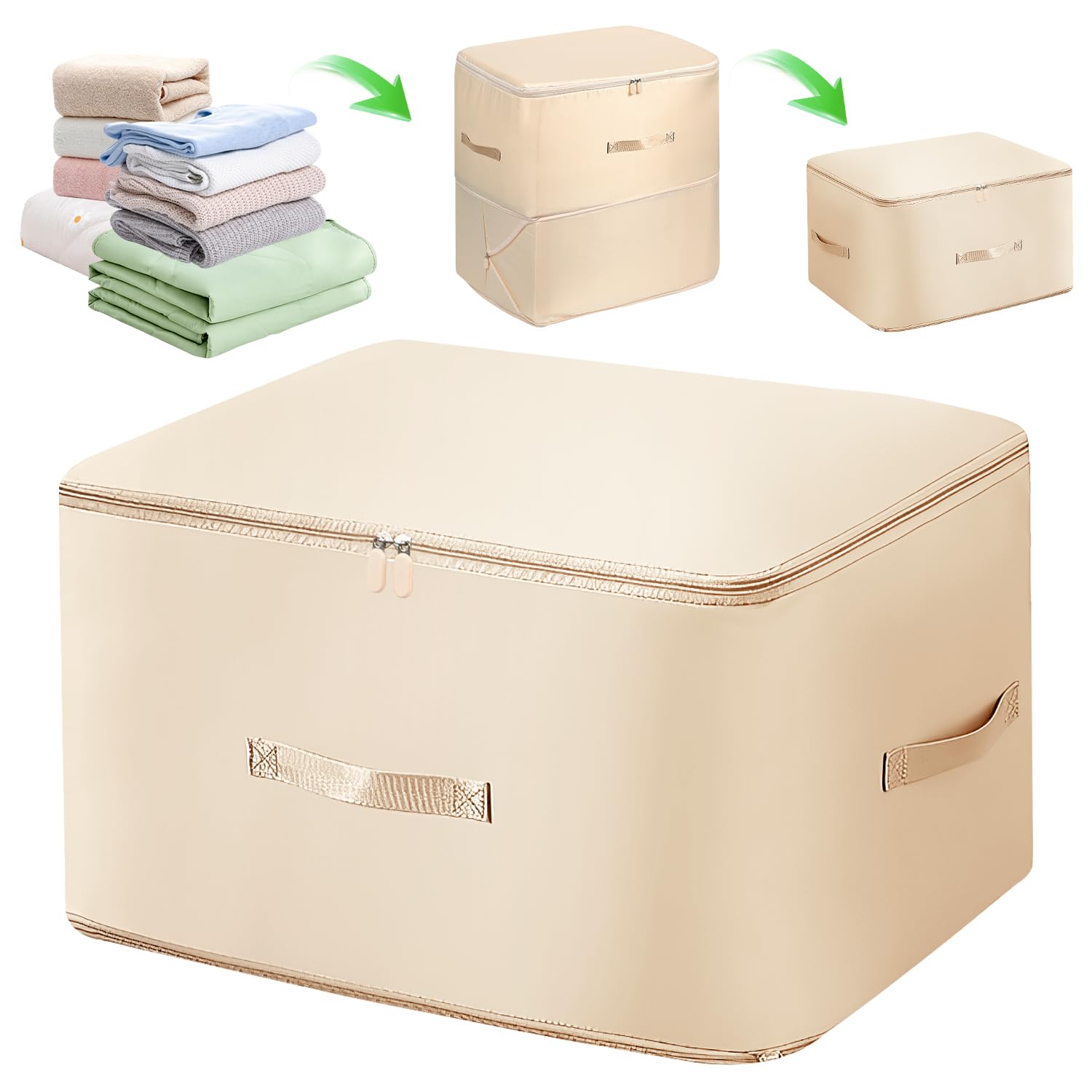 Ultra Space Saving Self Compression Organizer, 2024 New Ultra Space Saving Self Compression Storage Tote for Space Saving Portable Compression Moving Organizer Bags (Beige, XL(54 * 42 * 60CM))