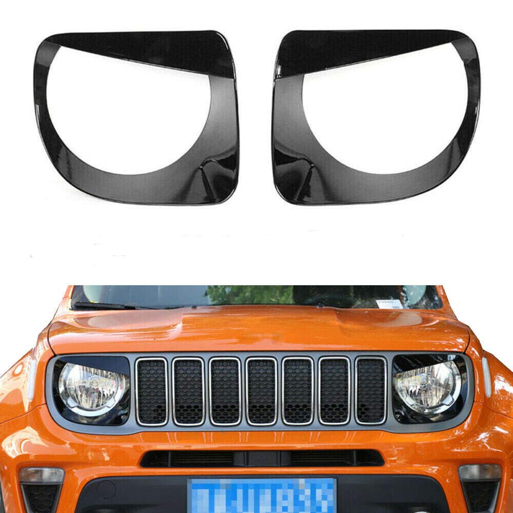 Black Angry Bird Eyebrow Headlight Bezels Cover for Renegade 2019-2020