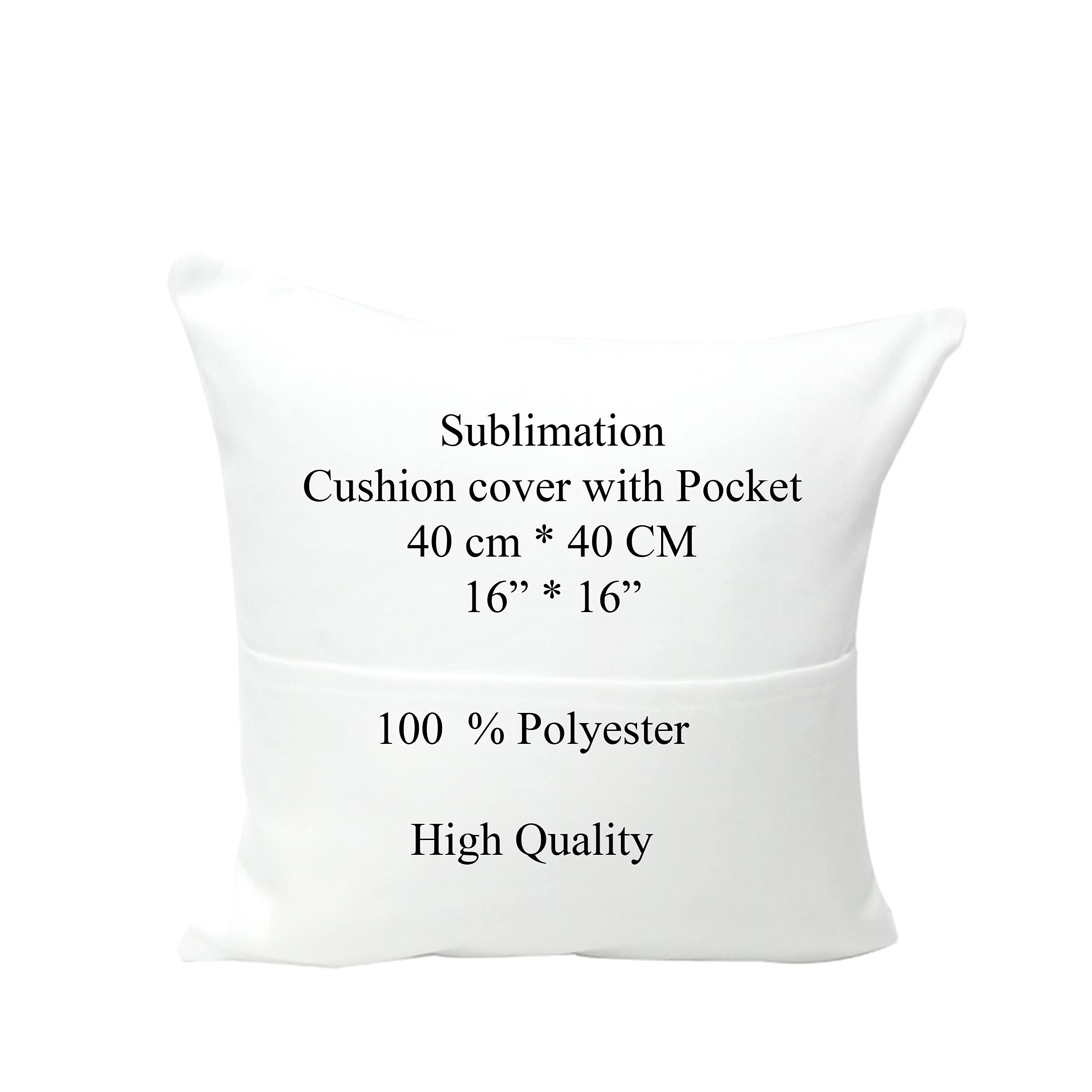 We Personalize cushion Covers with pocket 16 x 16 inch - Blank White with Zipper Soft Polyester Twill Couch Cushion covers, suitable for Sublimation Digital Printing & Painting, Washable (5)