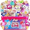 Jumbo Butter Slime Kit for Girls Ages 8-10-49 pcs w/Organizer Box Filled w/Slime Charms, Fruit- Ice Cream-Cup Cake & More- Birthday Gift for Boys Girls- Fidget Toys-Easter Basket Stuffers