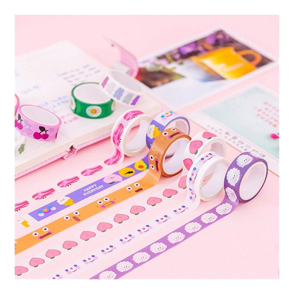 SHUHAO Carino Avocado Washi Masking Tape Kawaii Sorriso Viso Cuore Nastro Decorativo Autoadesivo Del Diario Scrapbooking Corea Cancelleria Forniture (Colore : 9)