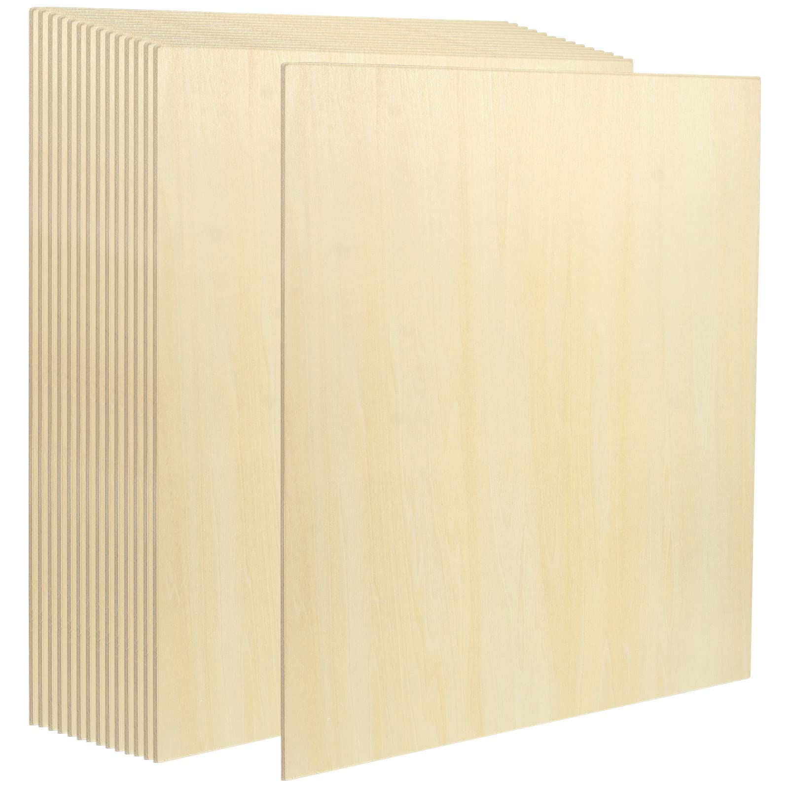 SINJEUN 15 Pieces 12 x 12 x 1/8 Inch Basswood Sheets, Blank Unfinished Basswood Sheets, Wooden Cutout Boards for Craft, Architectural Model, School Project