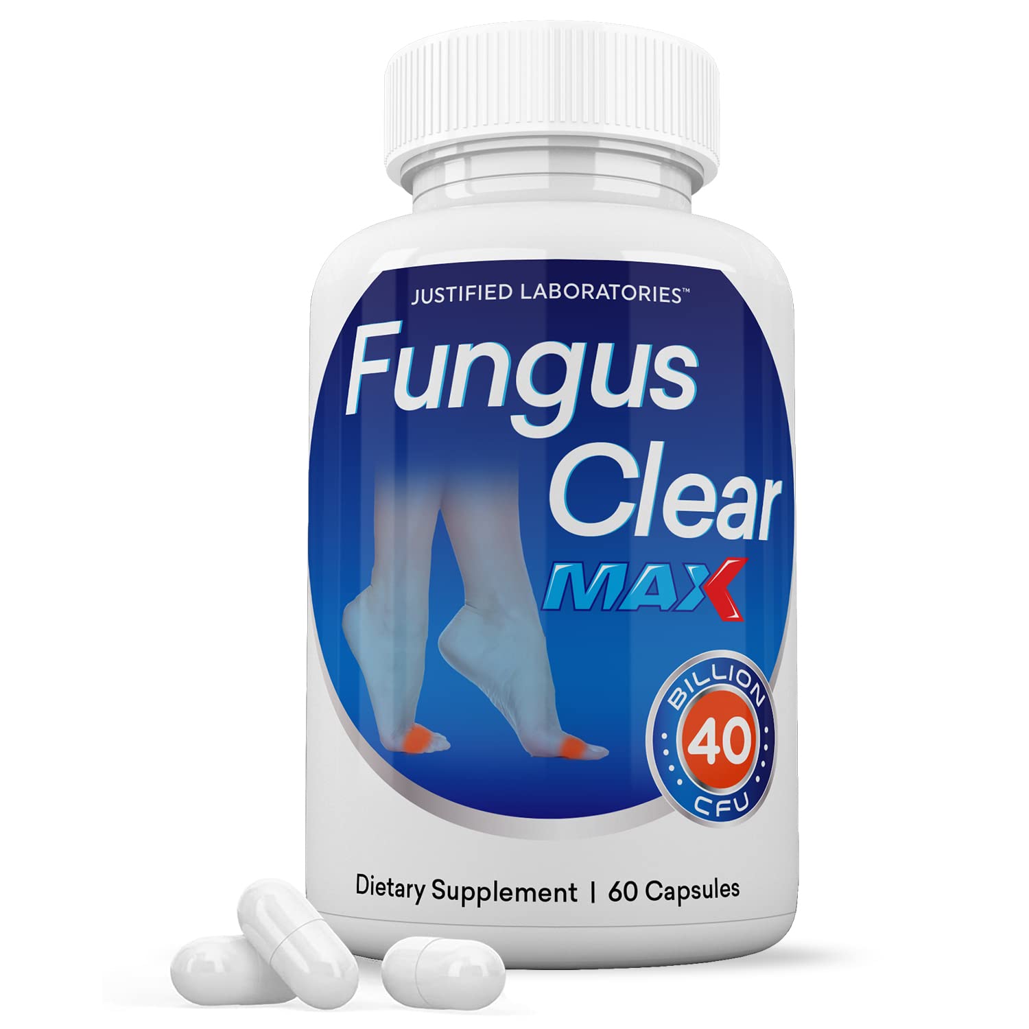 Justified Laboratories Fungus Clear Max Pills 40 Billion CFU Probiotic Supports Strong Healthy Natural Clear Nails 60 Capsules