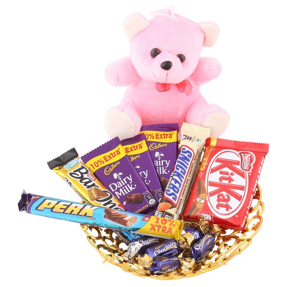 Astonished Retail Chocolate Gift Tray with Beautiful Teddy Bear | Chocolate Gift Hamper for Rakhi, Diwali, Velentine, Christmas, Birthday, Anniversary