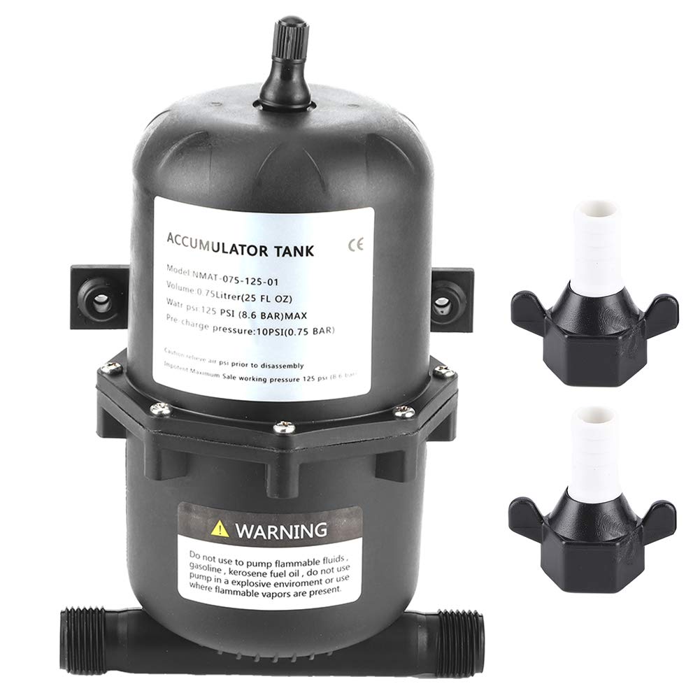 Wincal Mini Pressure Tank-Marine RV Marine Accumulator Pressure Tank Water Pump Flow Control 0.75 L 125PSI Waterproof,Black