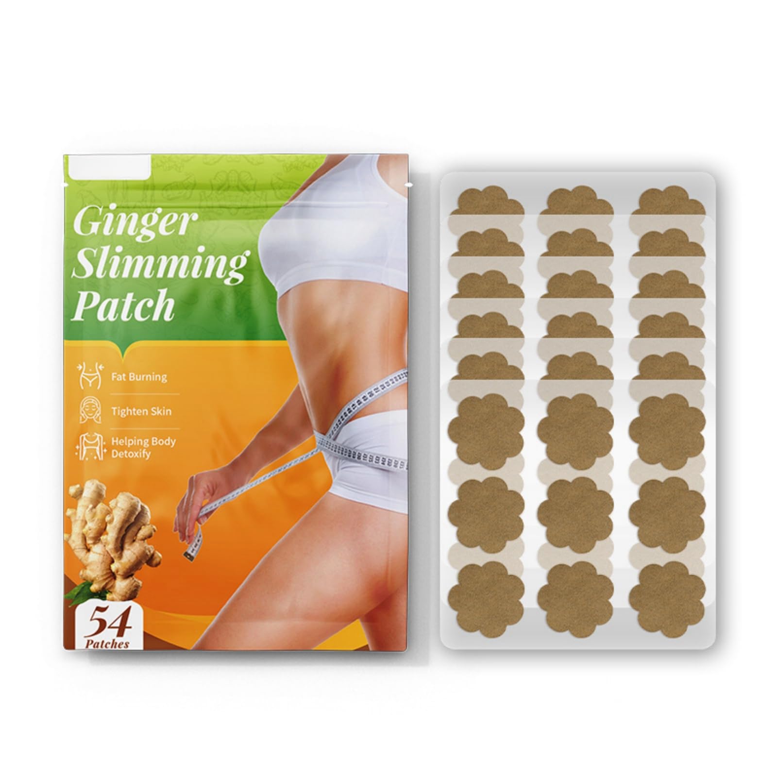 NOVOLAN Ginger Slimming Patch 54 Pieces, Shaping & Toning Body Care Patch, Boosts Metabolism for Effective Weight Management, Targeted Slimming for Belly, Arms, & Thighs, Ideal for Busy Individuals