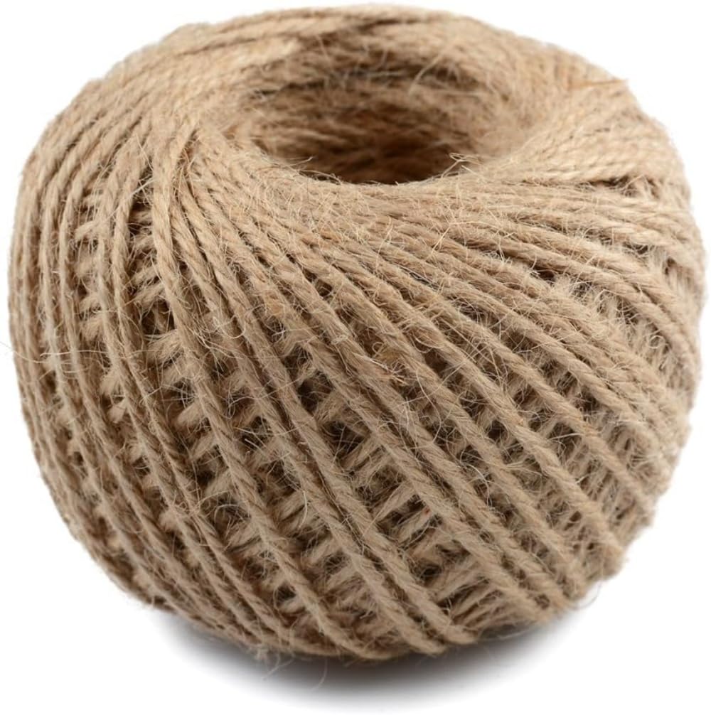 Mumoo Bear Jute Twine String 2mm, 100M Natural Jute Rope, 2Ply Durable Jute Twine Heavy Duty For Crafts, Gift Wrapping, Gardening, Packing, Picture Display, Wedding, Christmas Decoration, Ornament