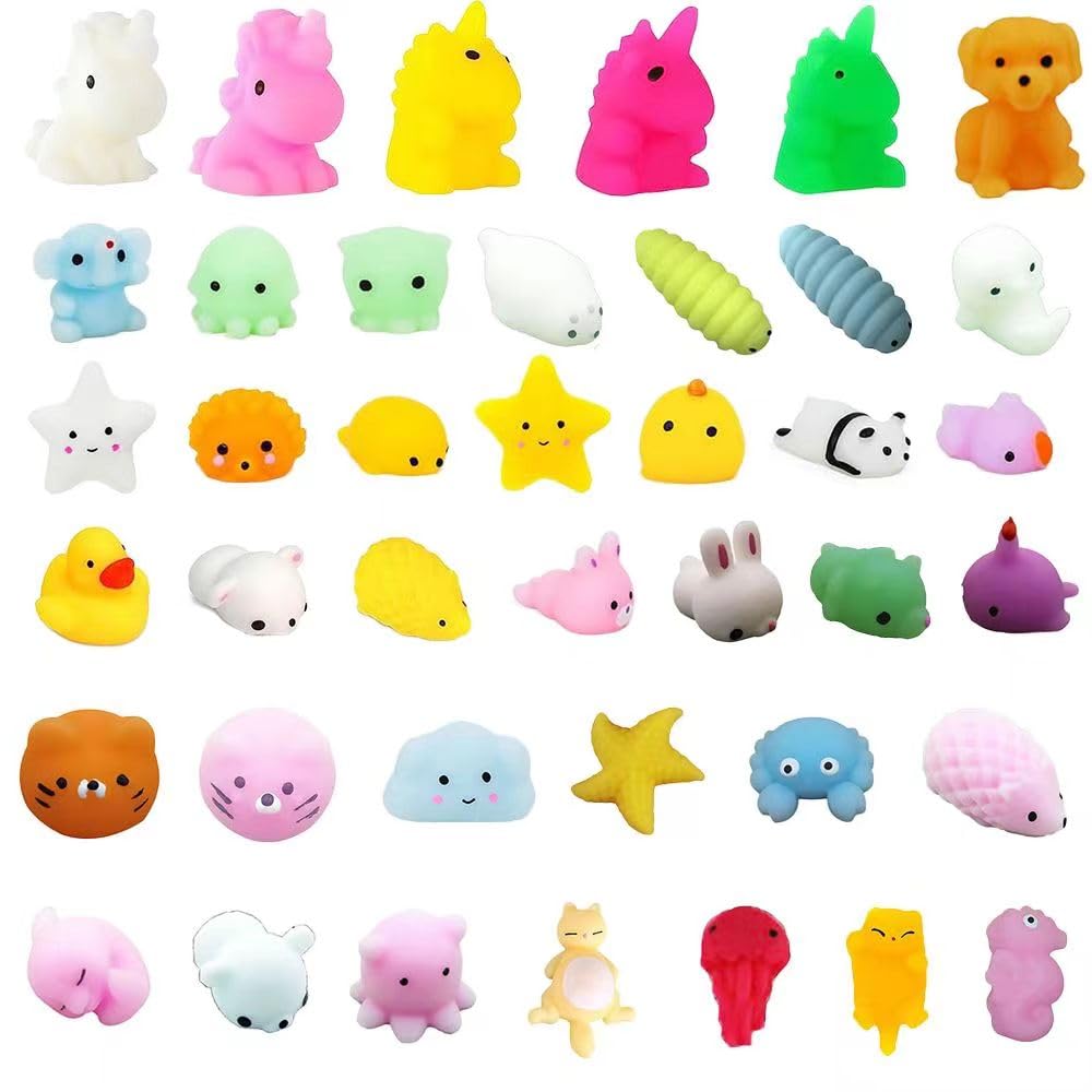 Innoocool Mini Squishy Toys 40 PCS, Soft Animal Squishy Kawaii Fidget Party Toy Pack, Adults Kids Squeezable Stress Relief Sensory Toy for Holiday Birthday Gift