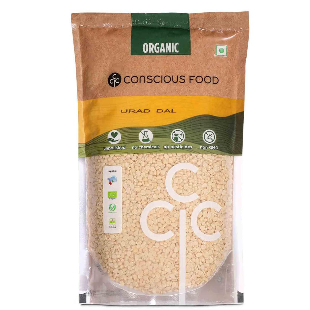 Conscious Food Organic Urad Dal | 1kg | Unpolished | Pure, Chemical-Free | NO GMO