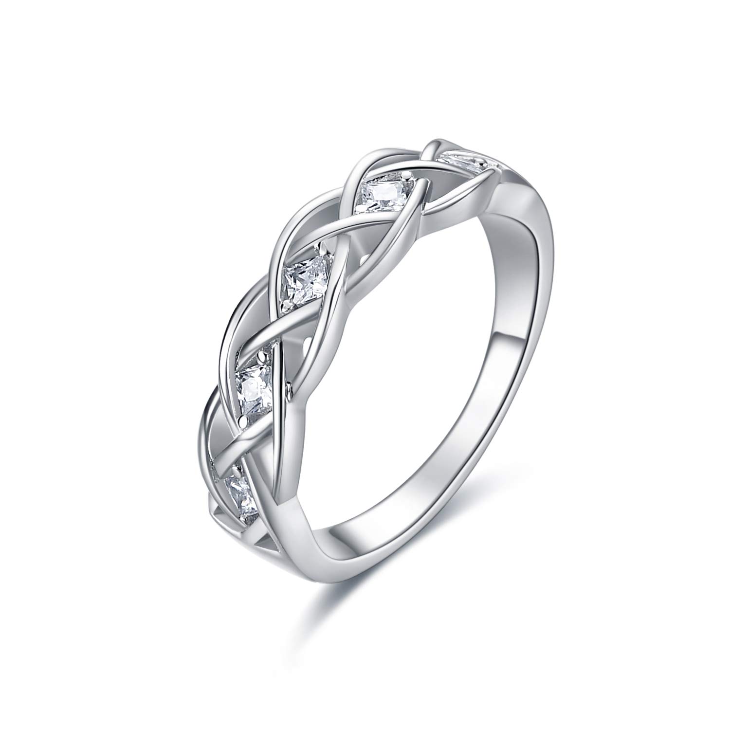 LUHE Celtic Knot Rings Sterling Silver Simple Criss Cross Knot Ring Wedding Band Celtics Jewelry Gifts for Women Her Girlfriend Wife Size 5-9