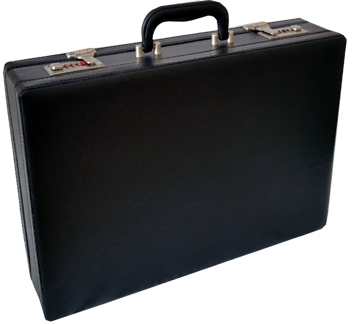 ESSENTIAL PRODUCTS Smooth Nappa Faux Leather Expandable Executive Attache Case Briefcase, Black