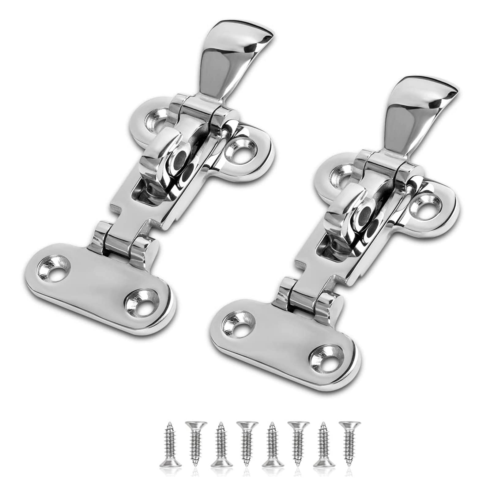 Boat Anti-Rattle Latch, 2pcs 316 Stainless Steel Universal Lockable Hold down Clamp Latch, Solid Construction, Marine Grade Hatch Hardware Fasteners with Screws