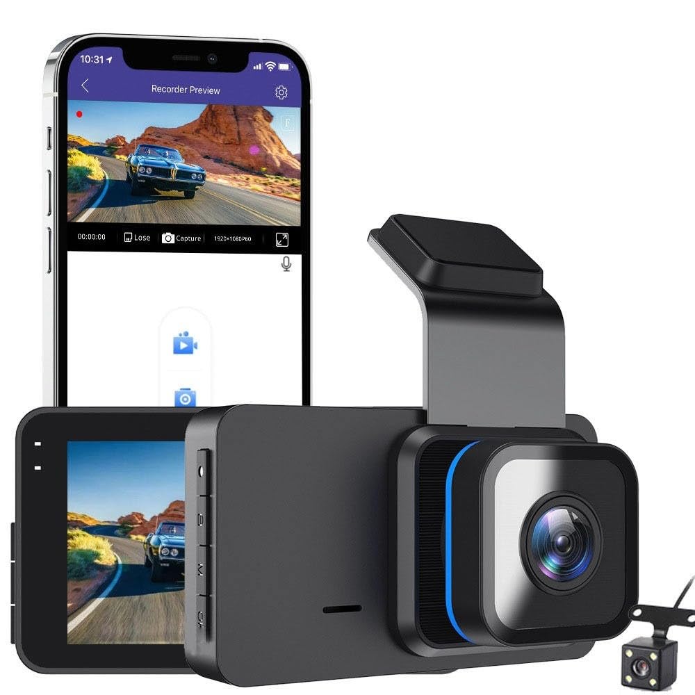 AUSHA Dual Channel Dash Camera - 2K Video | Front and Rear Cameras | WiFi | GPS Logger | Emergency Recording, Night Vision, Back Parking Assistance | 1 TB Sd Card Supported Dashboard Cam