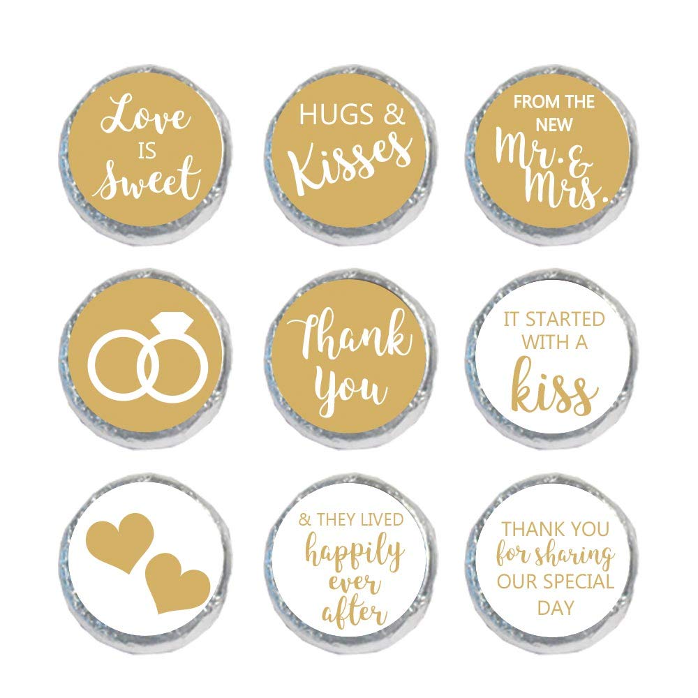 Mini Candy Stickers Wedding Favors Set of 324 (Gold)