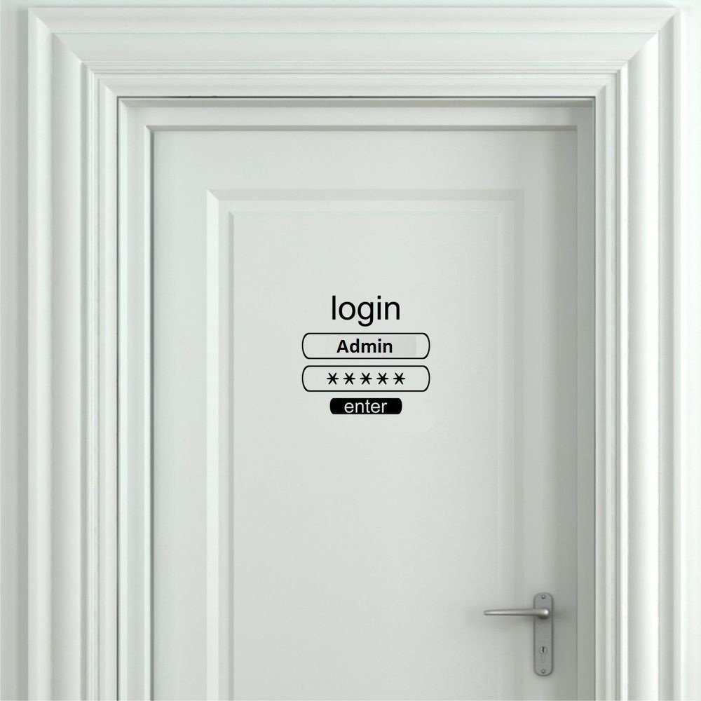 ISEE 360 Plz Log in Toilet Door Logo Wall Sticker Vinyl (Black)