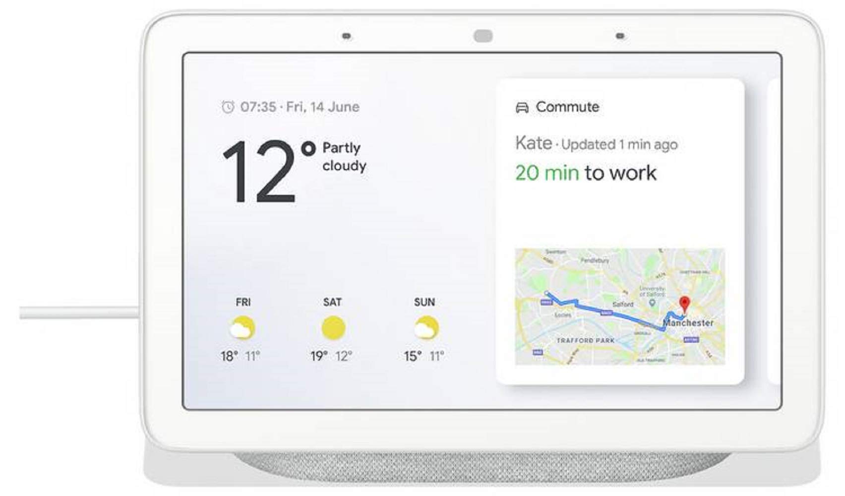 Google Nest Hub Smart Display (H) 11.8 (W) 17.85 (Dia) 6.73cm - Chalk