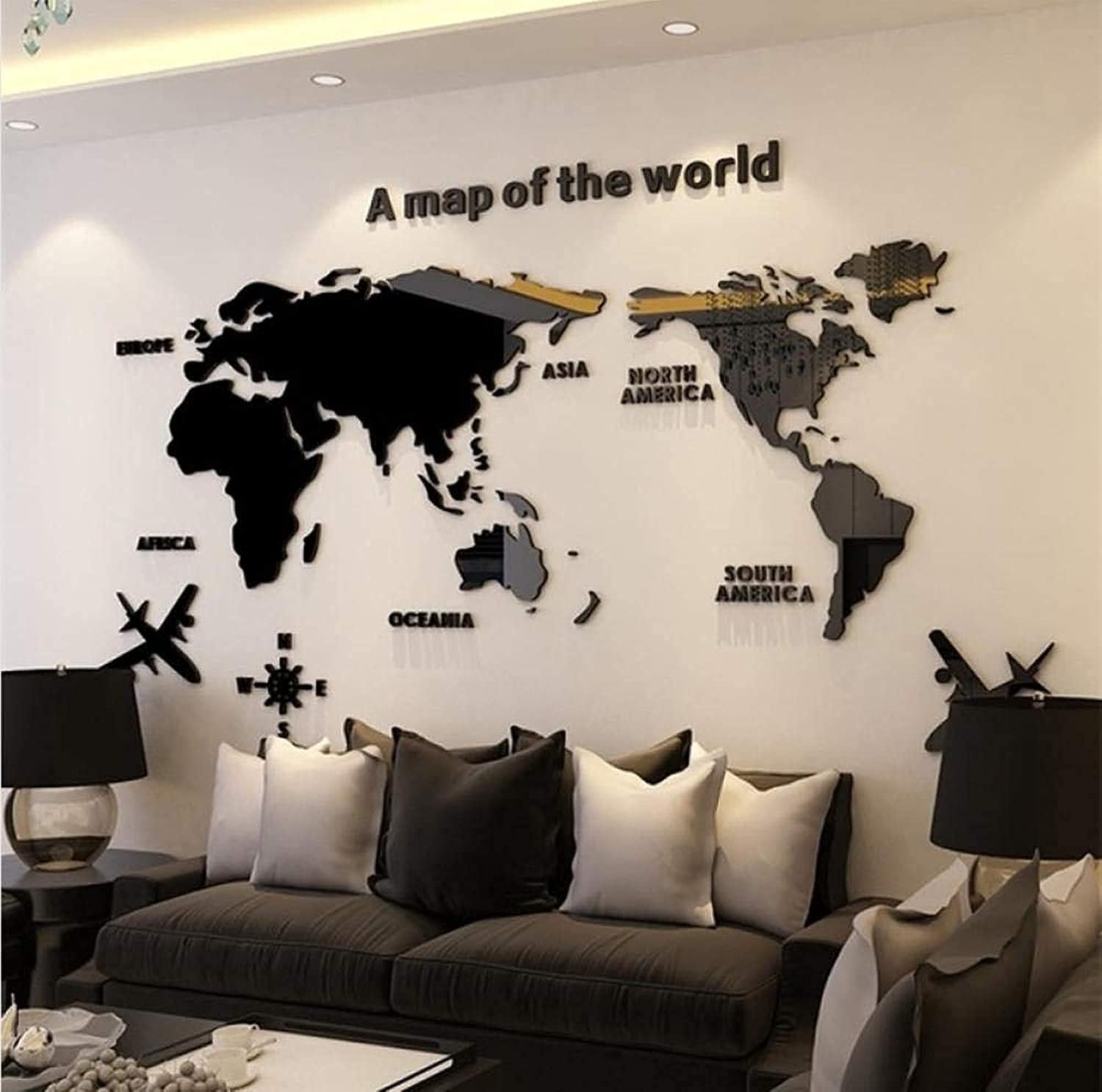 WANGXIAOJIE World Map Acrylic Decorative 3D Wall Sticker - 1.8X1.0M