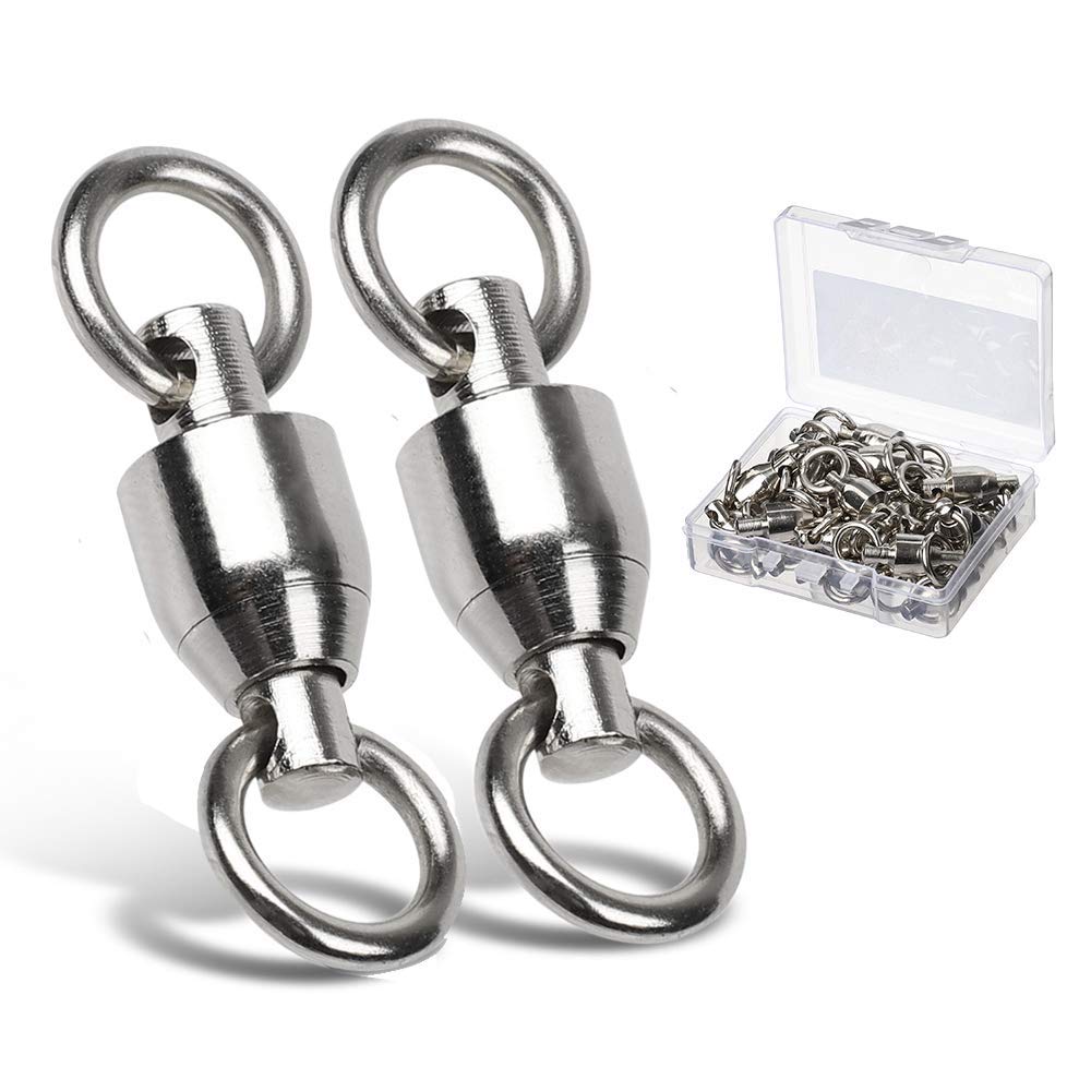 AMYSPORTS Ball Bearing Swivels Connector High Strength Stainless Steel Solid Welded Rings Barrel Swivels Saltwater Freshwater Fishing