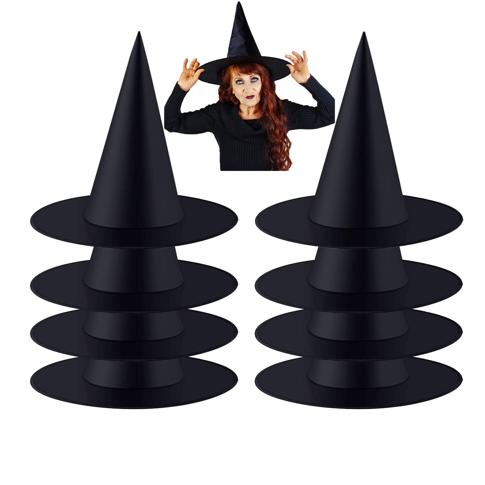 8PCS Halloween Witch Hat Witch Costume Accessory for Halloween Christmas Party Cosplay, Halloween Decor Front Porch Decoration ,Black