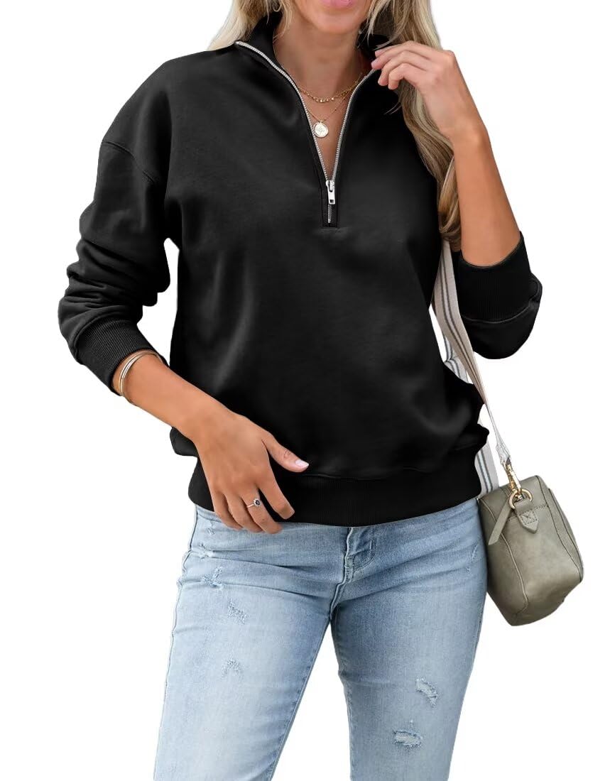 Women's Half Zip Sweatshirt Casual Long Sleeve Stand Collar Quarter Zip Pullover Fall Shirts Tops