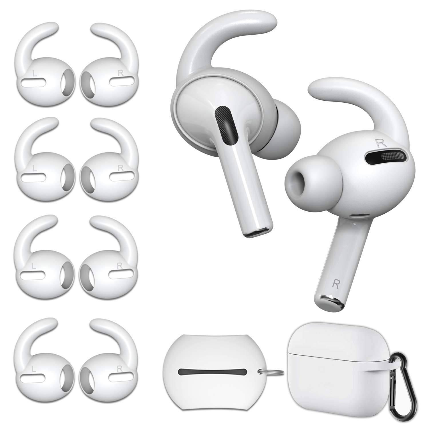 AWAVM for AirPods Pro Ear Hooks 4 Pairs Anti-Slip Ear Covers Silicone Accessories Compatible with Apple AirPods Pro 2019