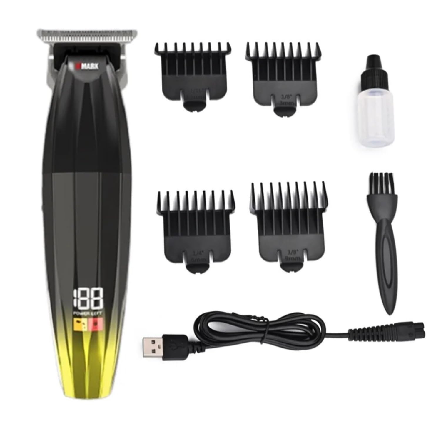 WMARK NG-311 Pro Li Outliner Cordless T Blade Hair Clipper Professional 0.1 Gapped Outlining for Barbers 0.1mm balding Shape up Digital Display 7000 RPM Powerful rotary Motor Runtime 150 min, Gold