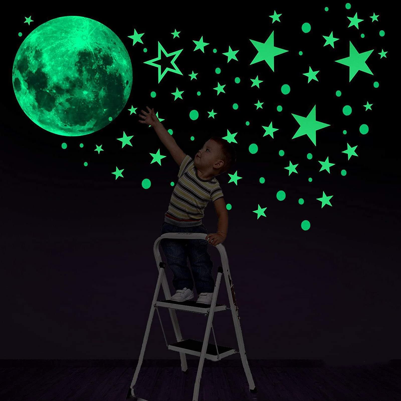 454 Pcs Glow in The Dark Stars and Moon Wall Stickers, Decorations for Bedroom, Dorm Decor for Baby Kids Room Playroom, Wall Decals for Girls and Boys, Nursery Wall Decor Stars for Ceiling