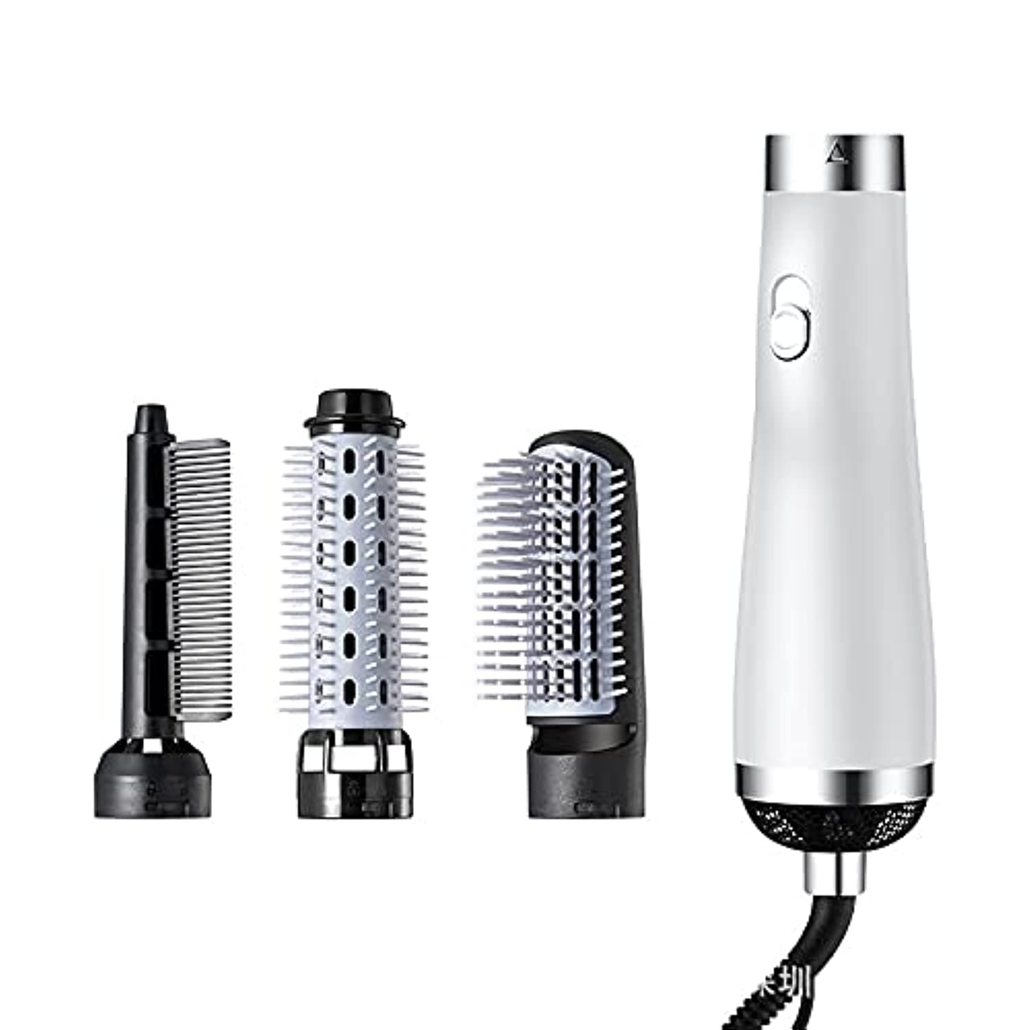 HICITI New Electric Hair Dryer Blow Dryer Comb Rotating Hot Air Brush 3 In 1 Hairdryer Hair Blower Brush Hair Curler Auto Curling Iron (White)