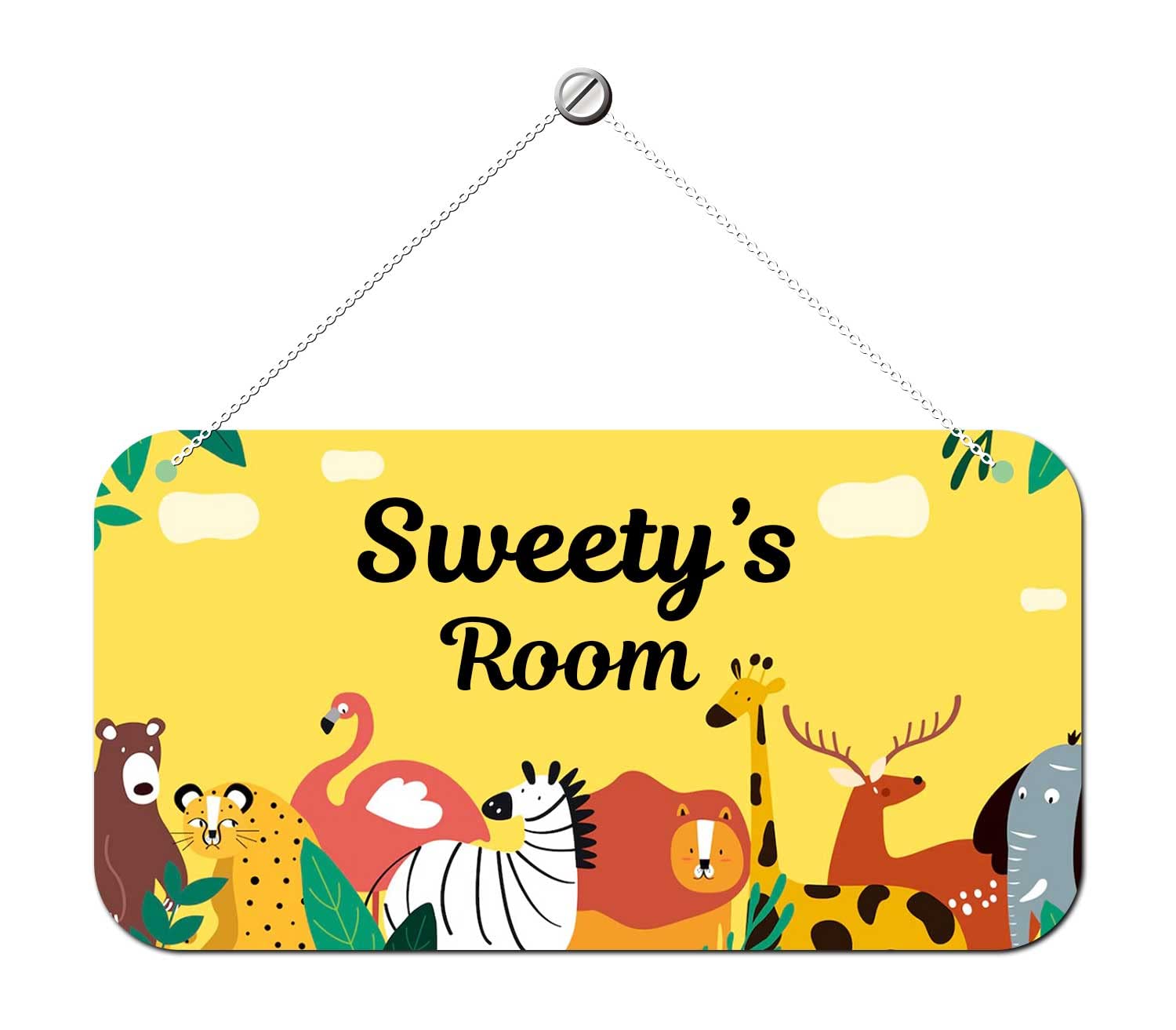 ARTBUG Customizable Name Door Name Plate for Kids Room, Wall Hanging, Door Signboard, Kids Room Décor, Gift for kids- Size :- 28 x 14 cm, Name - Sweety