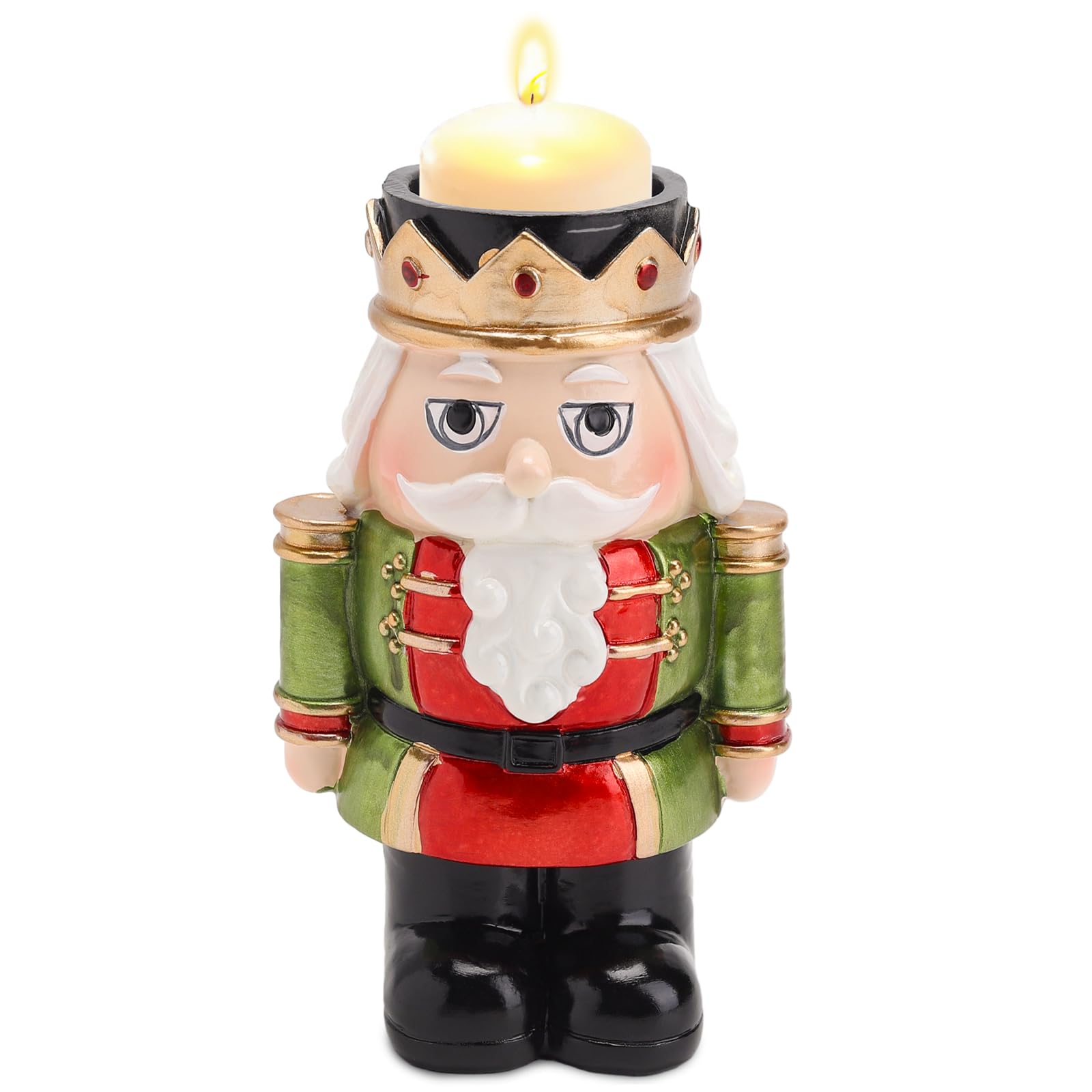 Warmiehomy Nutcracker Soldier Candle Holder 14cm Nutcracker Christmas Decorations Red & Green Coloured Nutcracker Ornaments Christmas Workshop