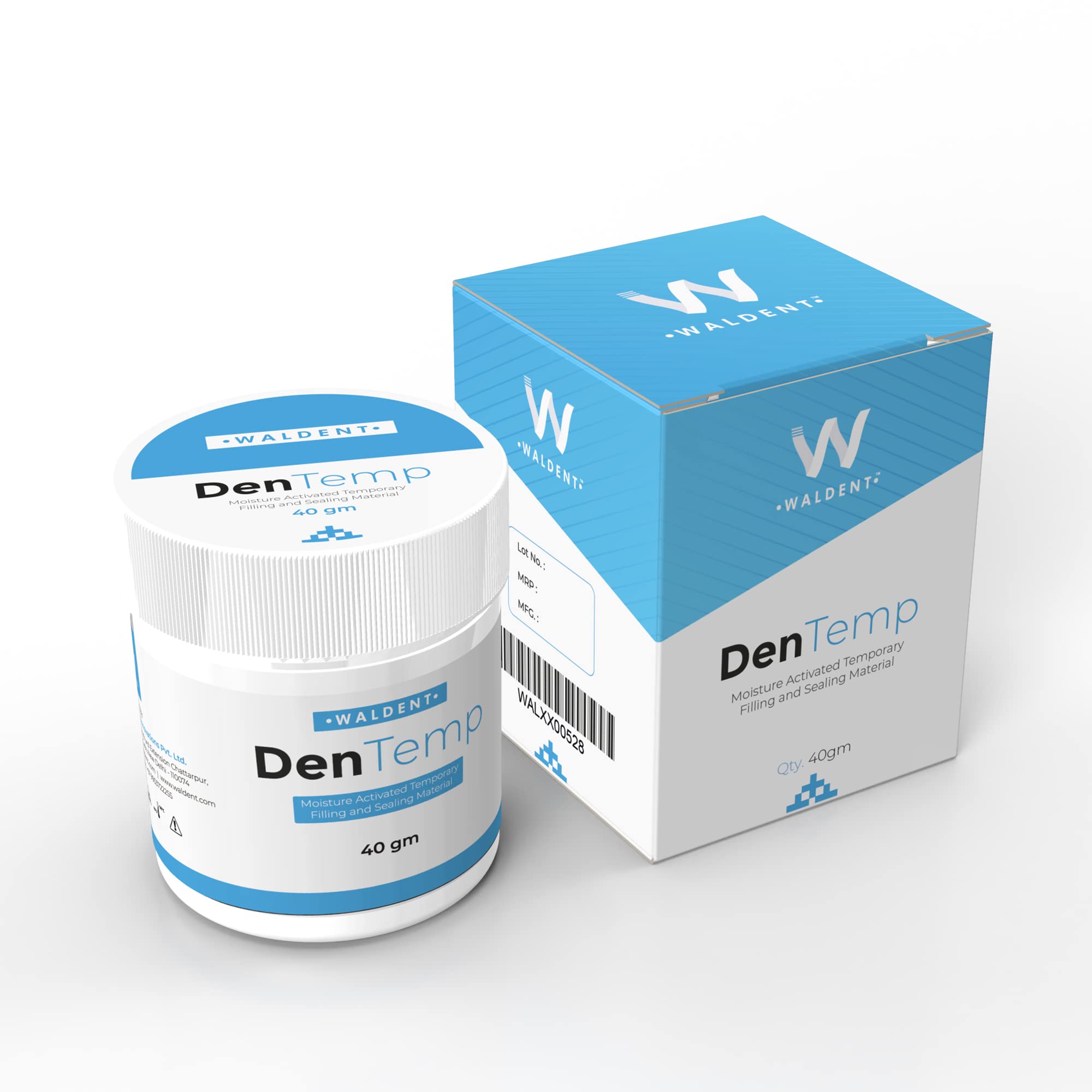 Waldent DenTemp Moisture activated temporary filling and sealing material.