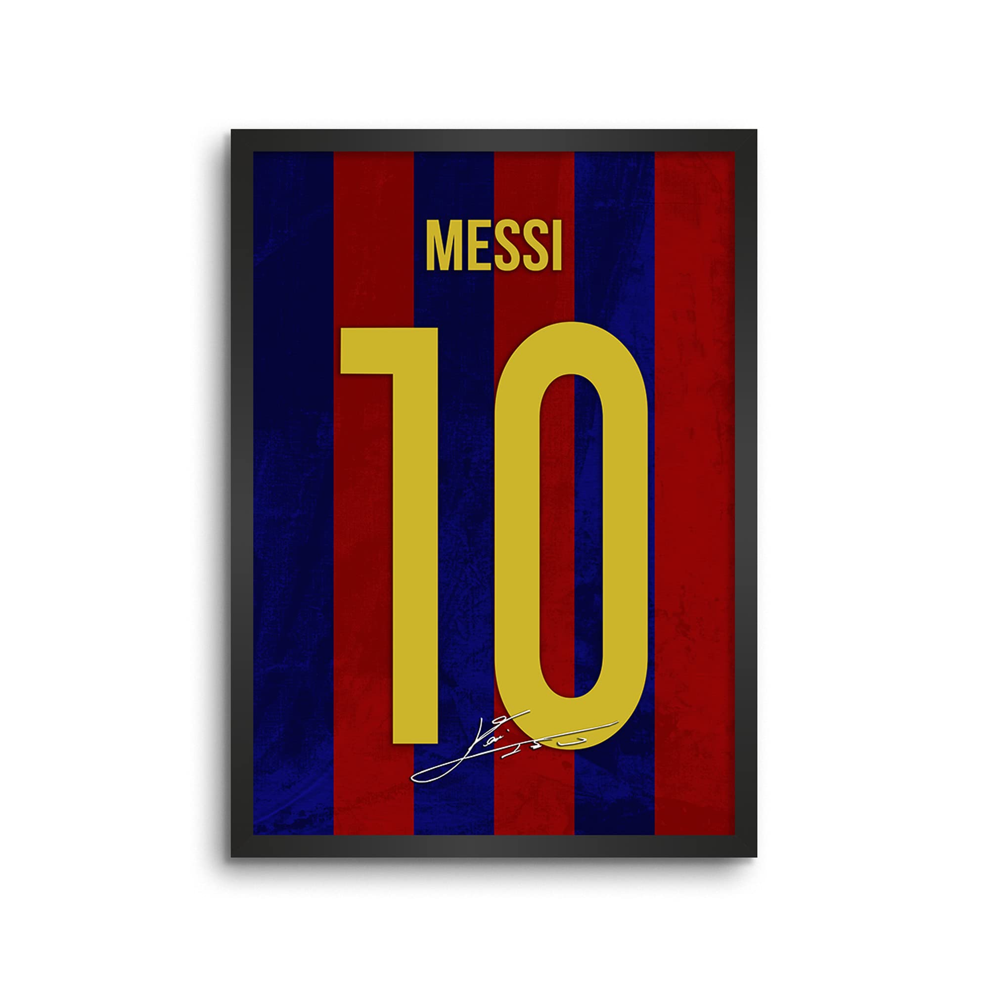 LAMRON MESSI Jersey Wall Decoration Art Framed Poster, 8 Inch x 12 Inch, Matt Laminated Poster with 0.5 Inch Black Wooden Frame