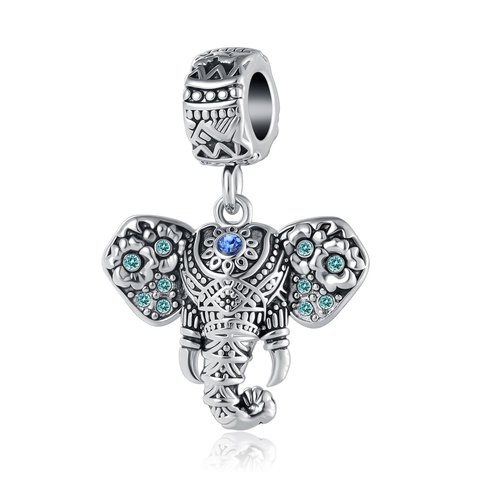 KunBead Lucky Elephant Dangle Animal Charms Compatible with Pandora Bracelets Necklace for Women