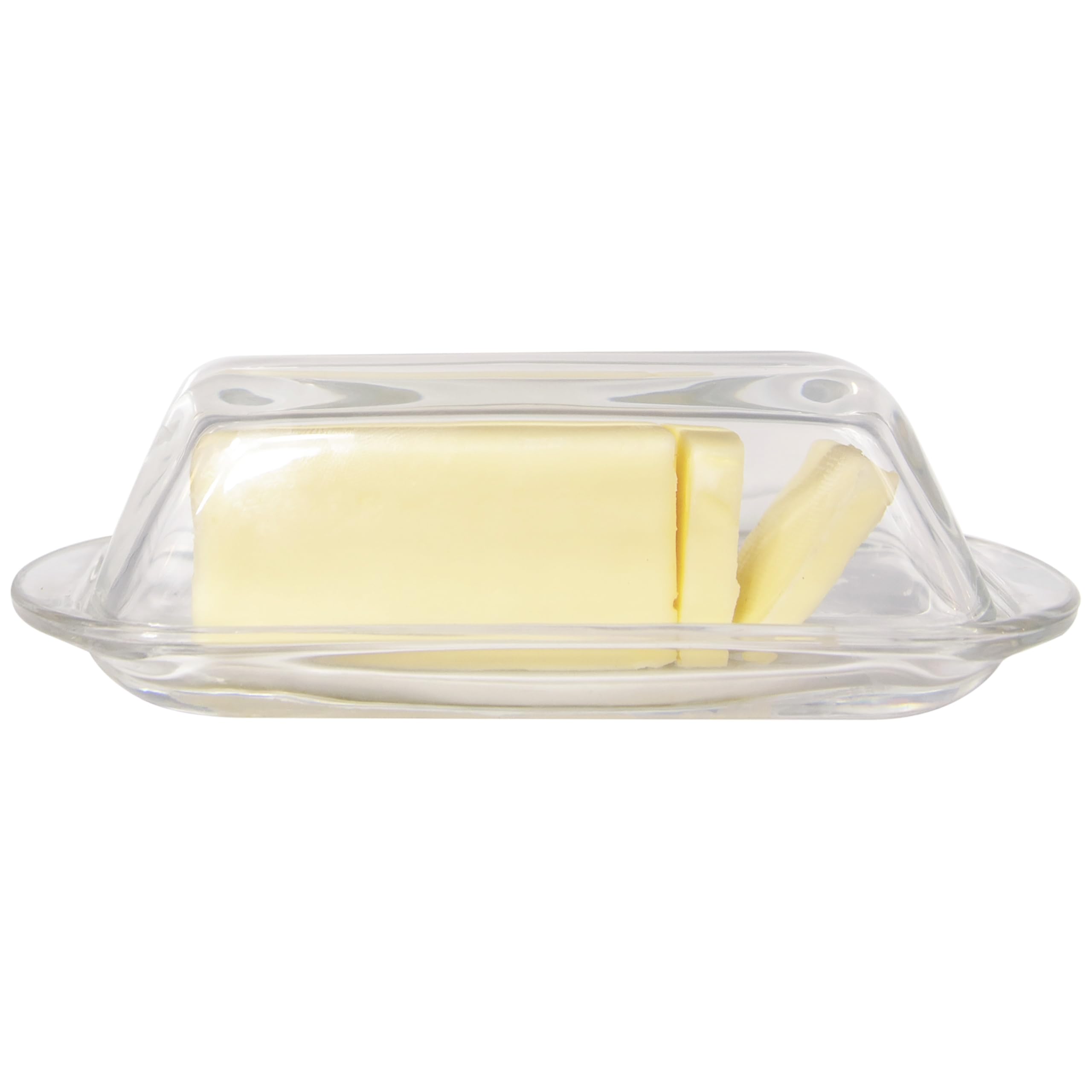 Kangaroo Crystal Glass Butter Dish with Lid, BPA Free, Serving Dish for Butter, Cream Cheese & Small Fruits, Clear Tray, Butter Dish for Refrigerator & Countertop