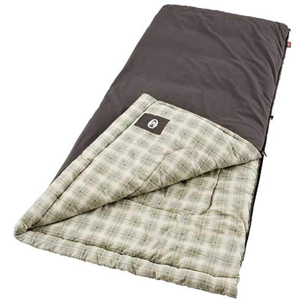 Coleman Heritage Big & Tall Cold-Weather Sleeping Bag, 10°F Camping Sleeping Bag for Adults, Comfortable & Warm Flannel Sleeping Bag for Camping and Outdoor Use, Fits Adults up to 6ft 7in Tall