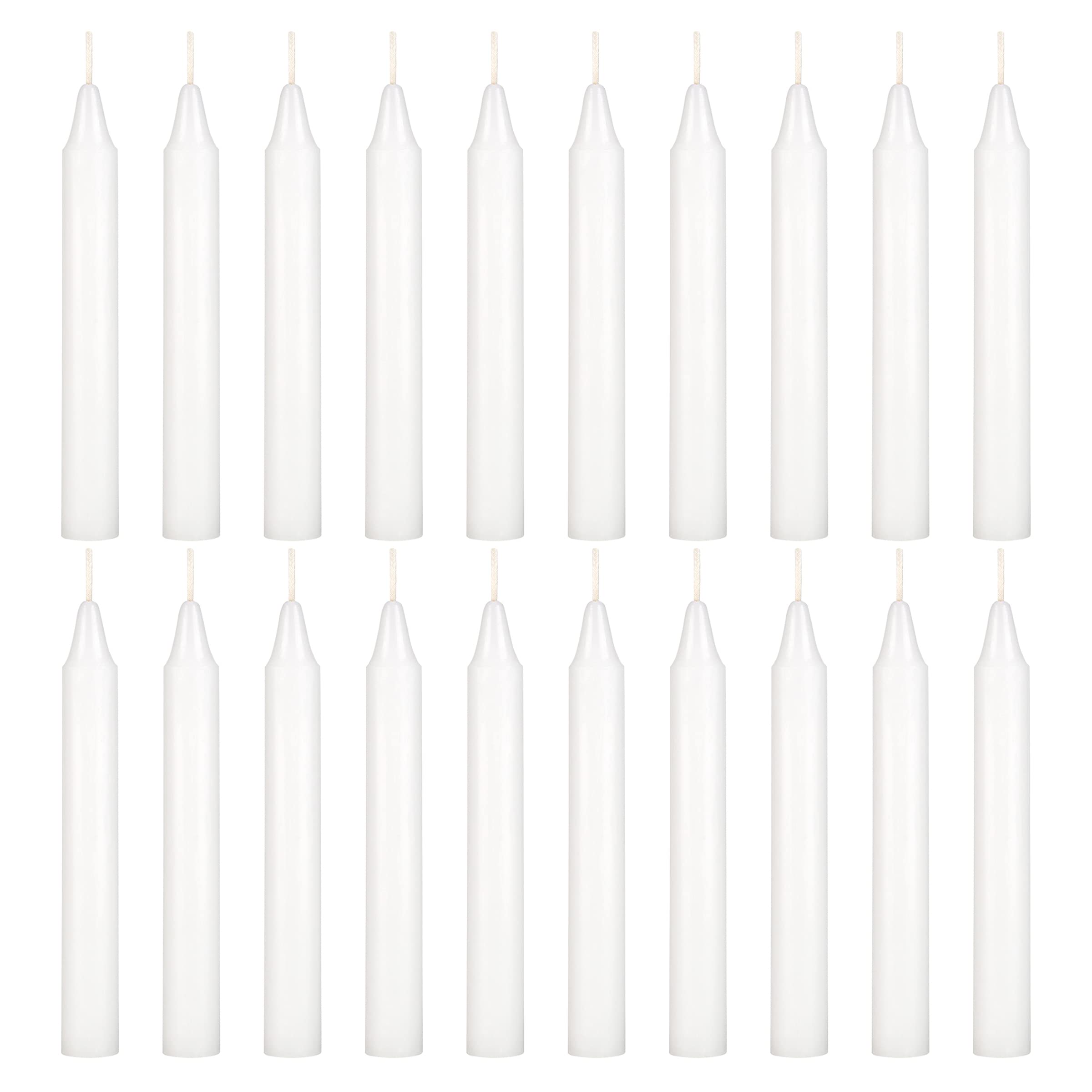 Mega Candles 20 pcs Unscented White Exquisite Mini Taper Candle, 4 Inch Tall x 1/2 Inch Diameter, Supreme Chimes, Enchantment, Rituals, Casting Spells, Witchcraft, Wiccan, Metaphysical