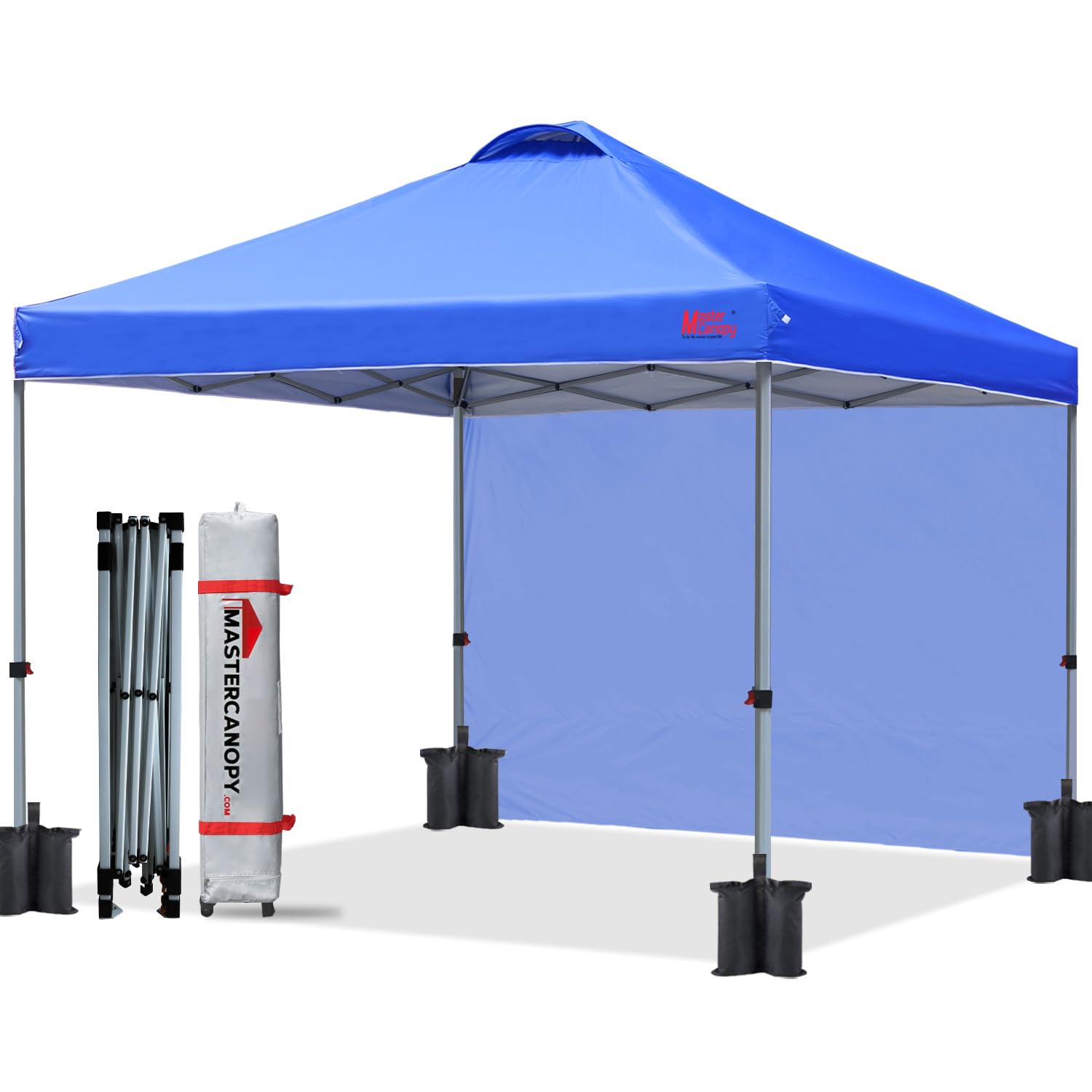 MASTERCANOPY Durable Pop-up Canopy Tent with 1 Sidewall (10'x10',Blue)