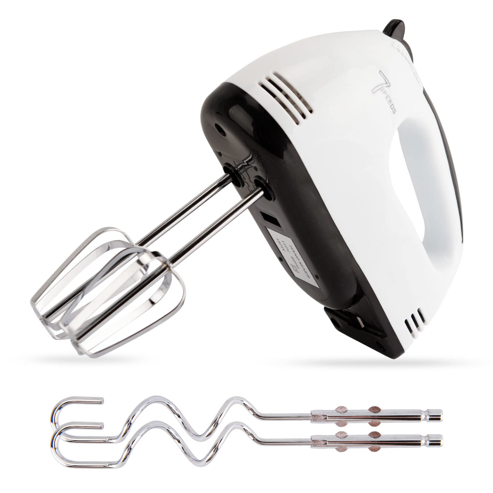 Ambitelligence Hand Mixer Electric Whisk, Stainless Steel Beaters with Whisk and Dough Hooks for Baking, 7 Speeds, 260W, Turbo Boost & Easy Eject Button