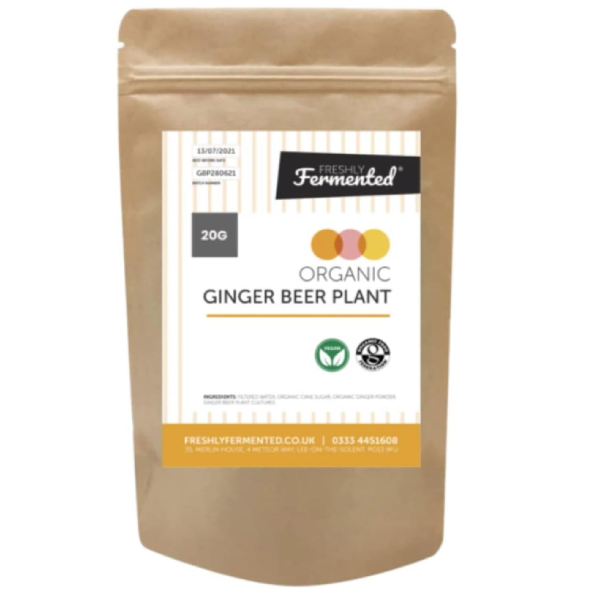 Freshly Fermented - Organic & Vegan Ginger Beer Starter Culture, Ginger Beer Plant Style