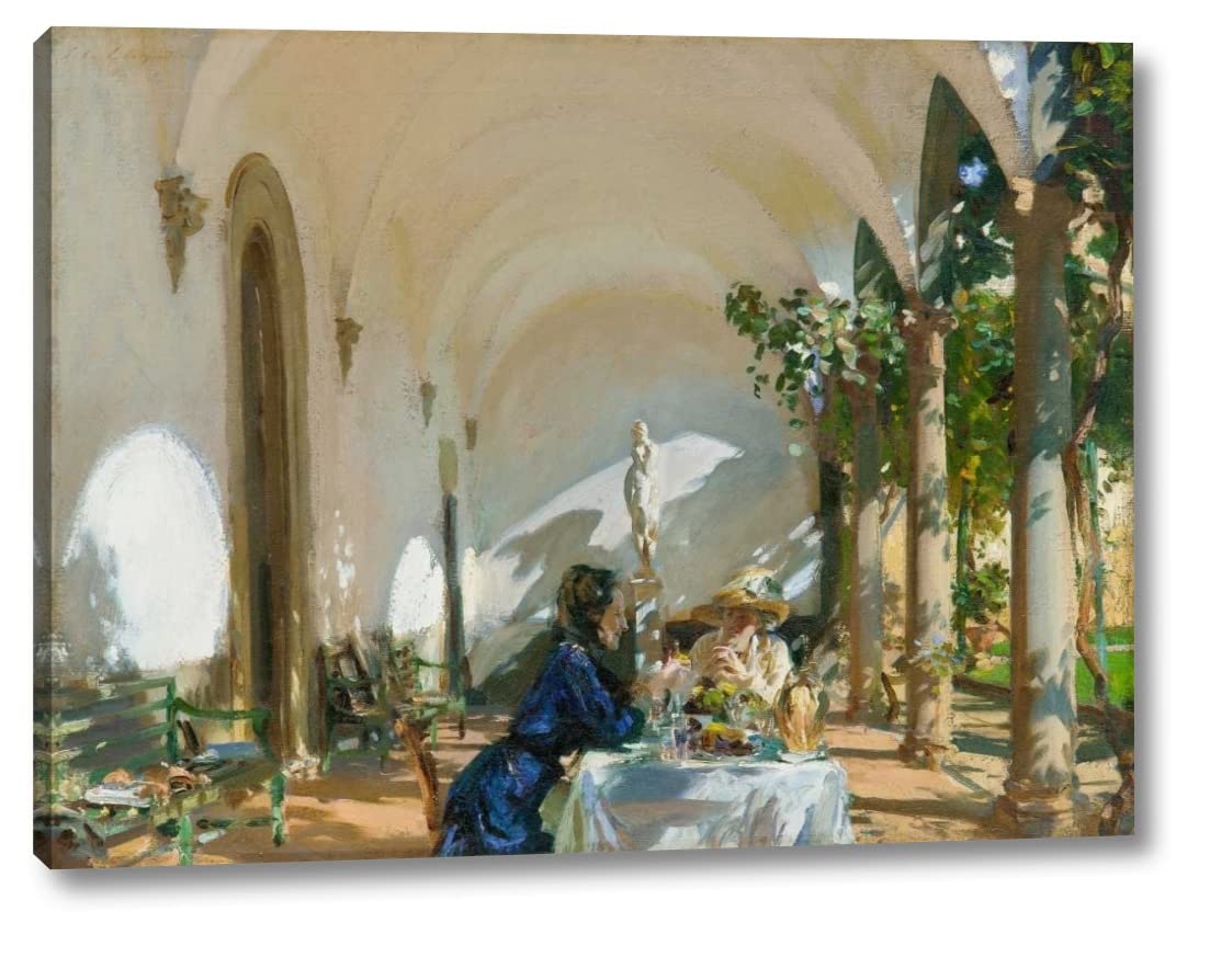 Breakfast in the Loggia by John Singer Sargent - 12" x 16" Canvas Art Print Gallery Wrapped - Ready to Hang