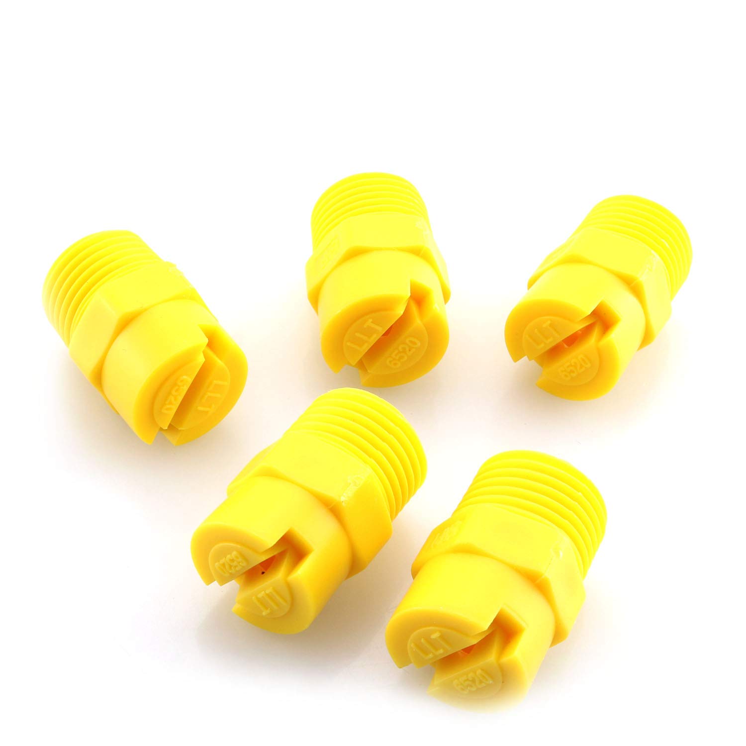 DGZZI Flat Fan Spray Tip 5PCS 1/2 Inch Male Threaded 65 Degree PP Standard Veejet Yellow Nozzles