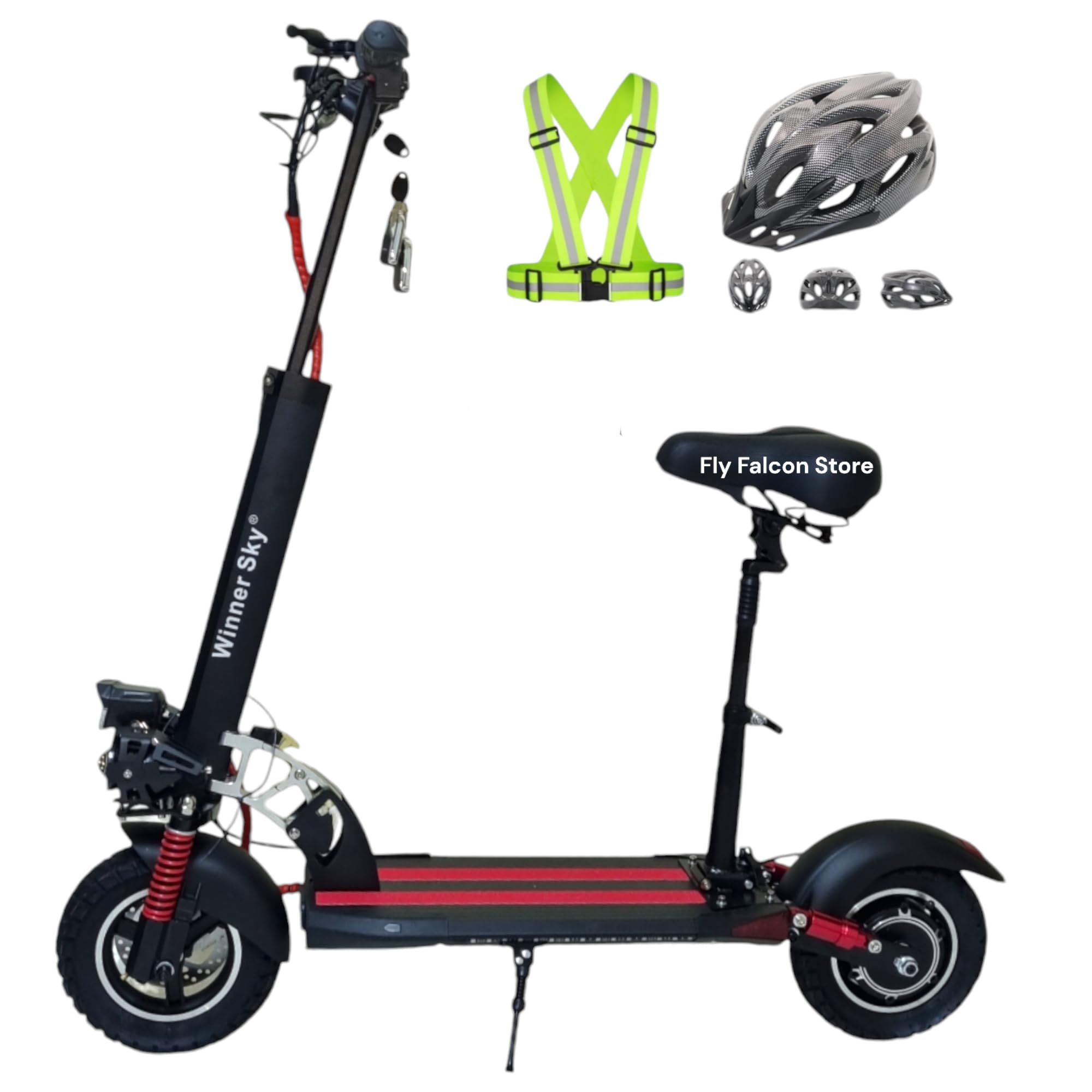 Winner Sky E10 Pro Electric Scooter 2024 1500W,25 to 30km Mileage Full Foldable, With Off Road Tires for 10 X 2.5 Tires, Black, Aluminum Entry Level Freestyle Amazing And FastScooters